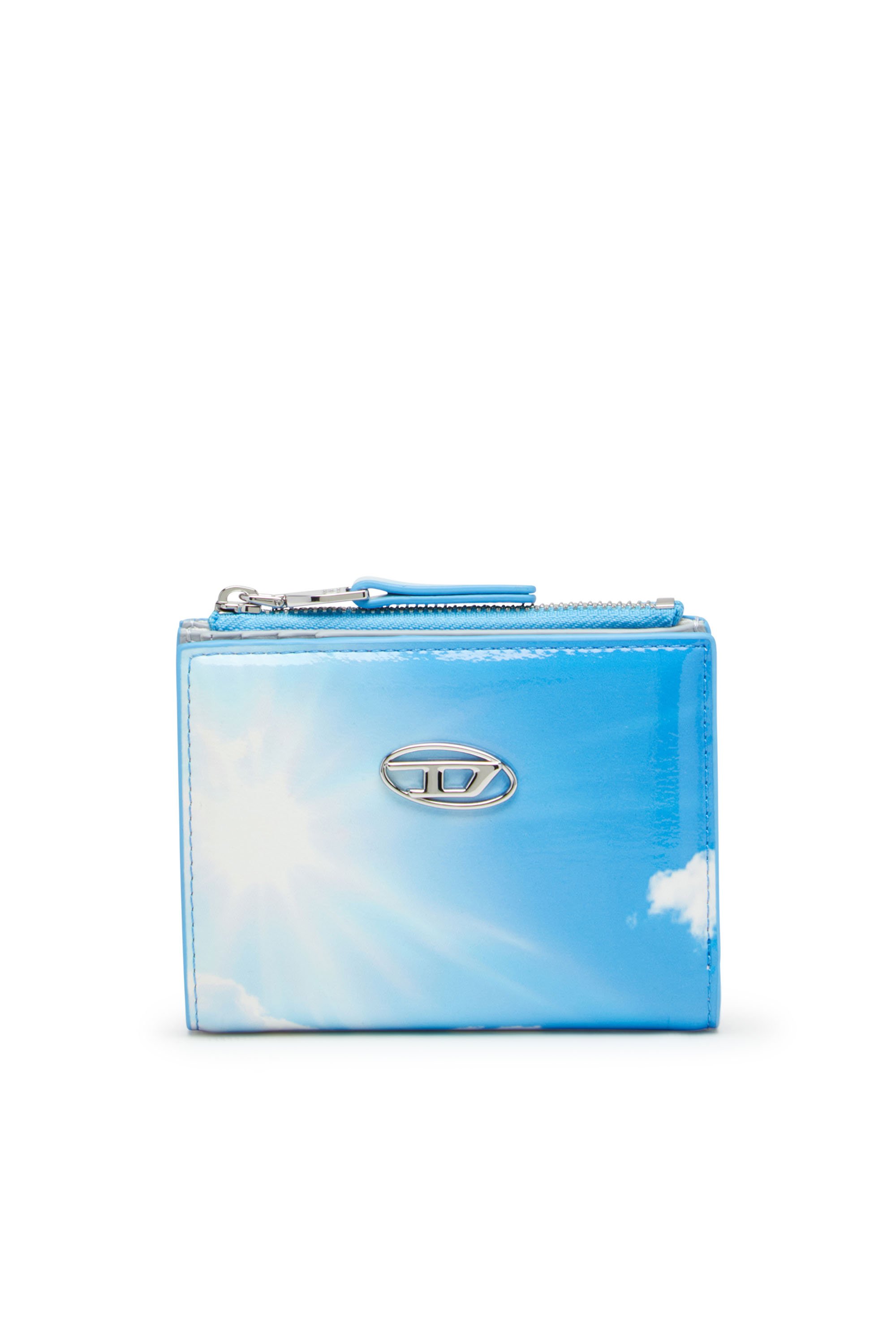 Diesel - PLAY BI-FOLD ZIP II, Female's Small wallet in printed glossy PU in Light Blue - 1