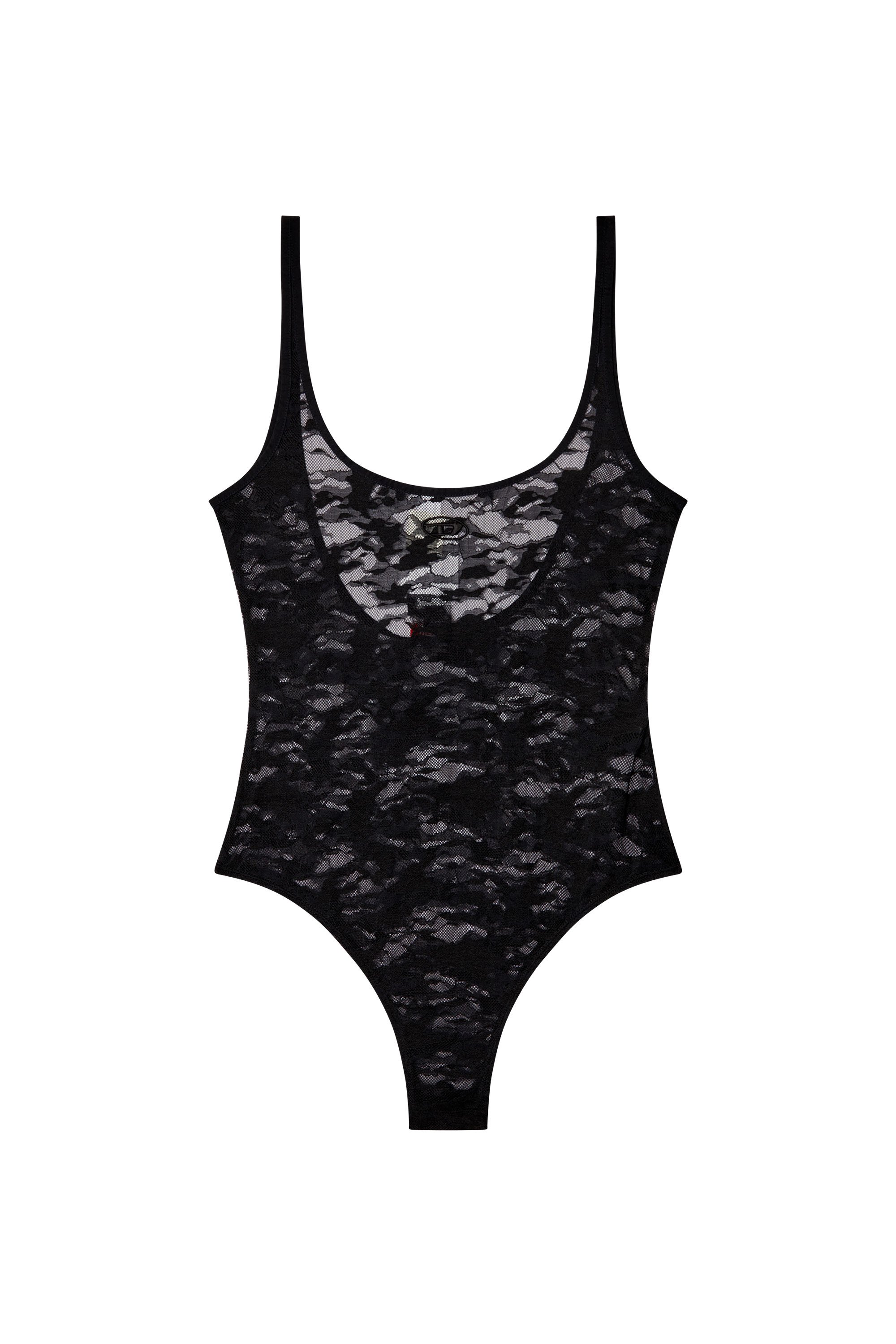 Diesel - MEGAN-UTLT, Female's Camo lace bodysuit with Oval D embroidery in Black - 4