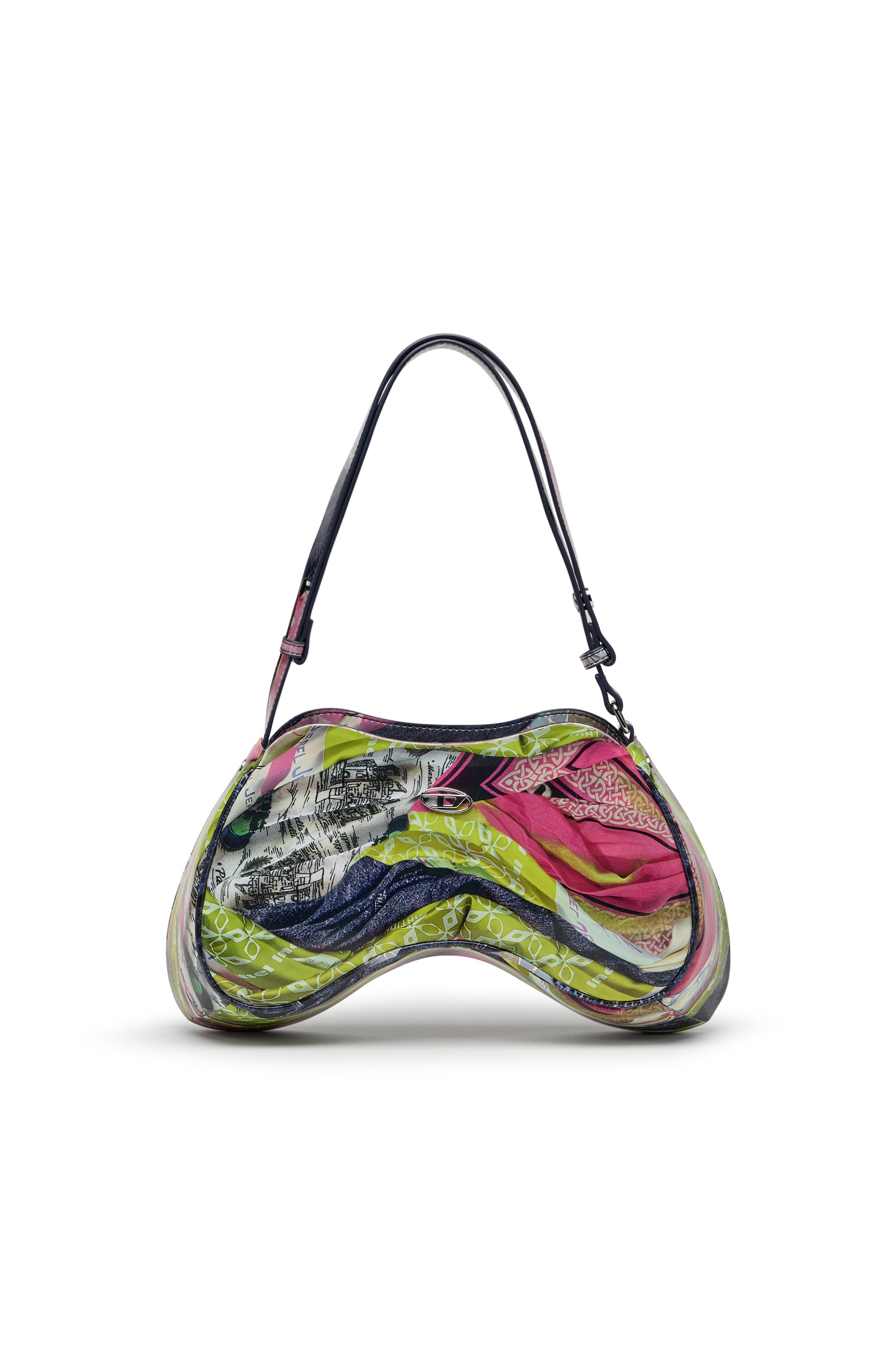 Diesel - PLAY SHOULDER, Female's Play-Glossy shoulder bag with print in Pink/Yellow - 1