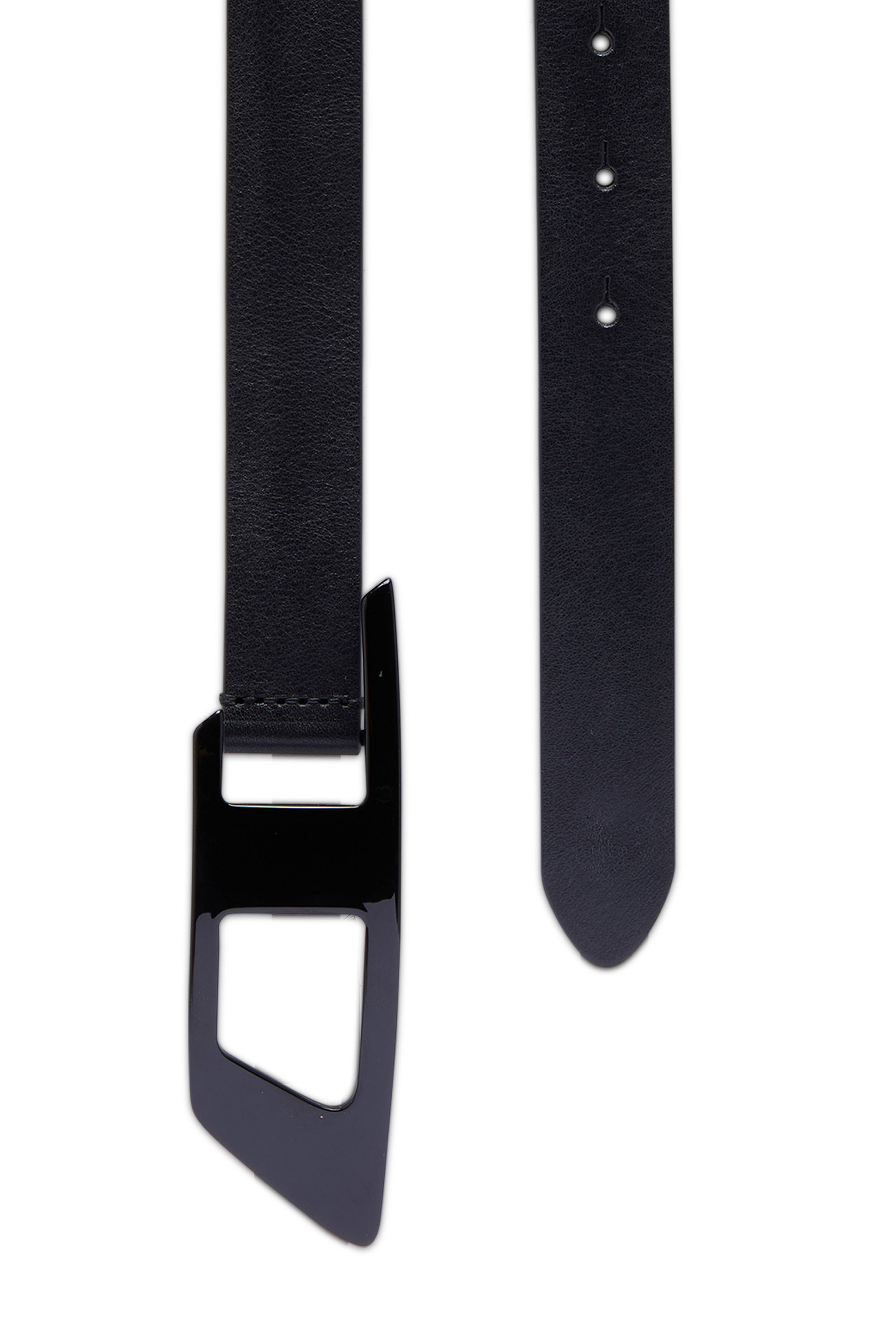 Diesel - B-DLOGO II, Male Slim leather belt with D buckle in Black - Image 3