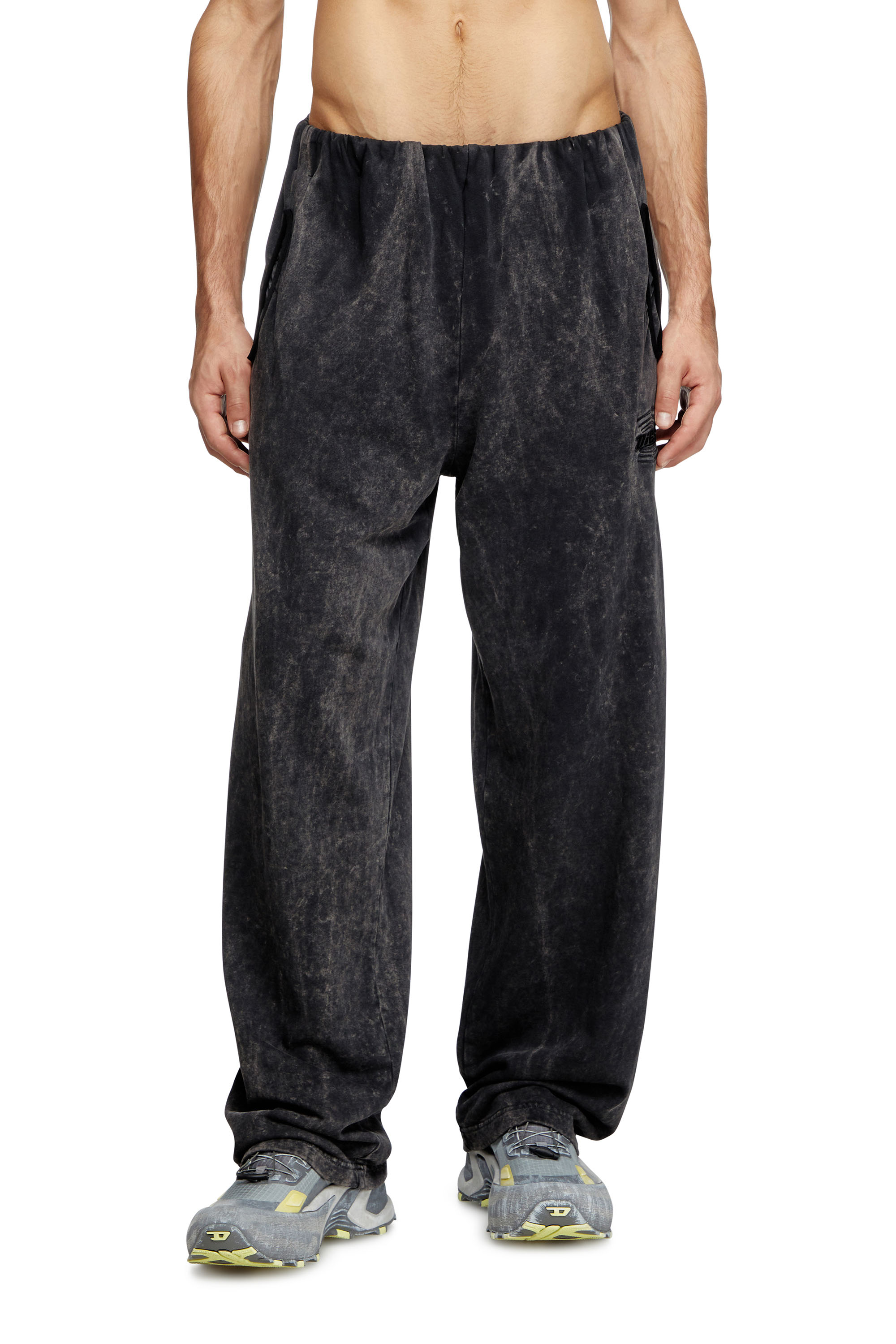 Diesel - P-MARKLE, Male's Treated sweatpants with gathered waist in Black - 1