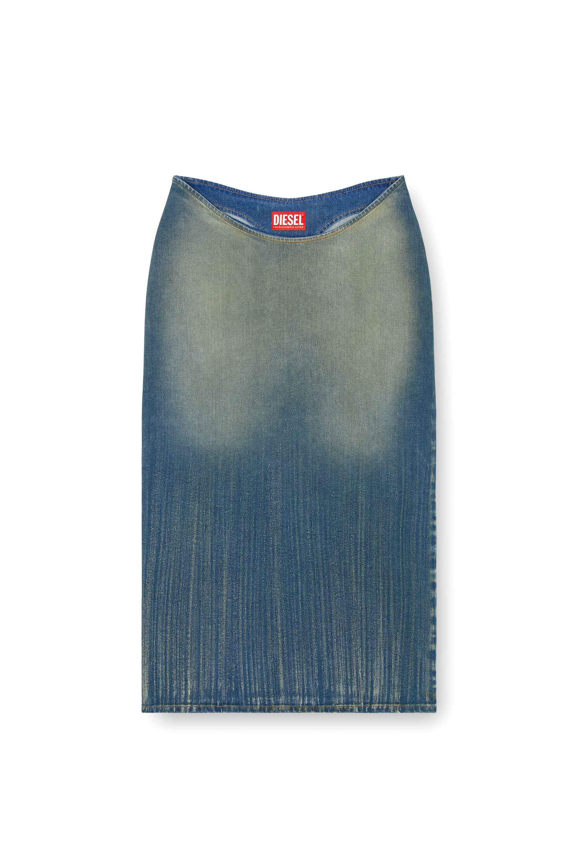 Diesel - DE-MAURY-S, Female Pencil skirt in light streaky denim in Blue - Image 3