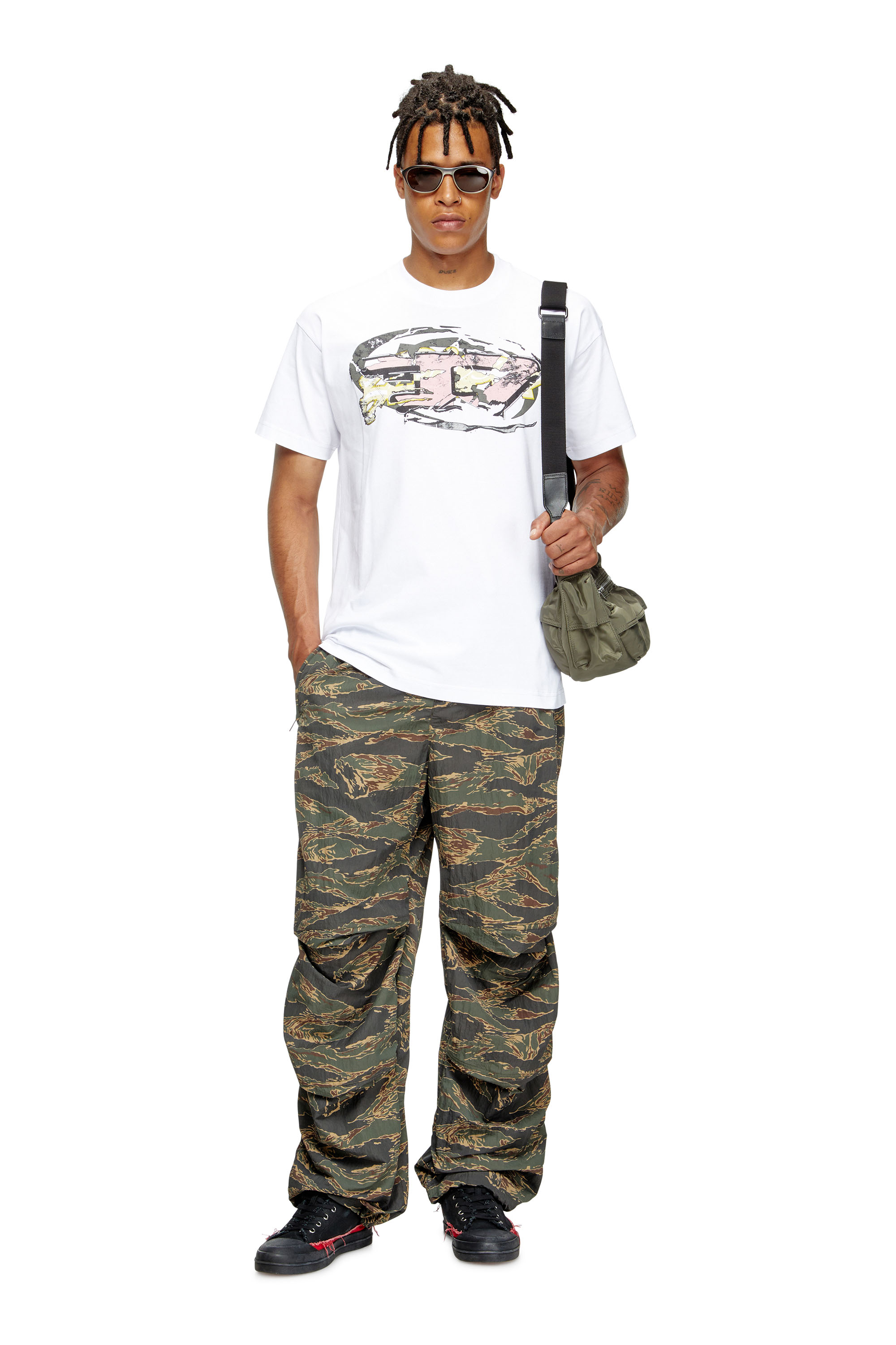 Diesel - T-NORM-T11, Male's T-shirt with Oval D logo in White - 2