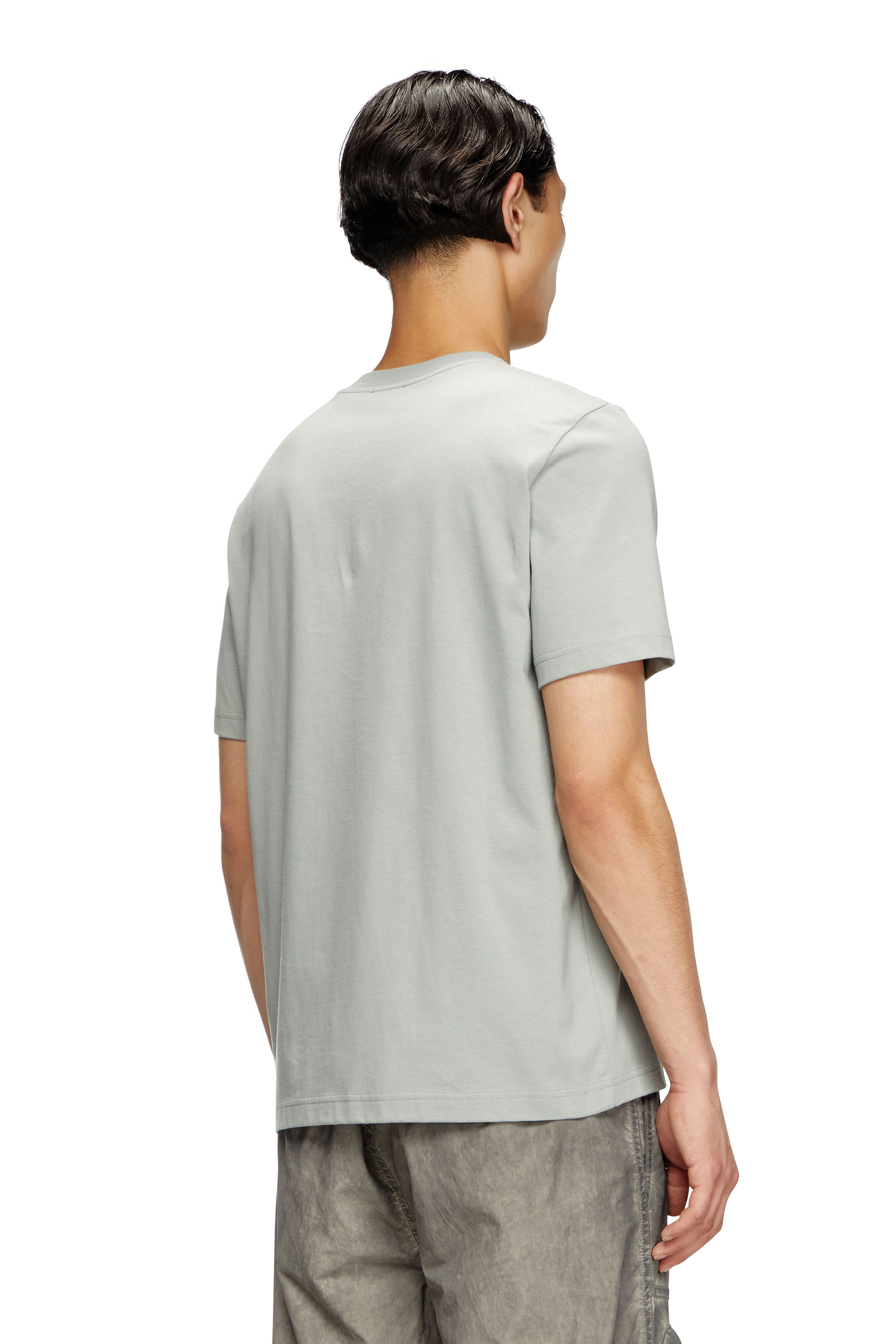 Diesel - T-ADJUST-BIGOVAL, Male's T-shirt with embossed Oval D in Light Grey - 3