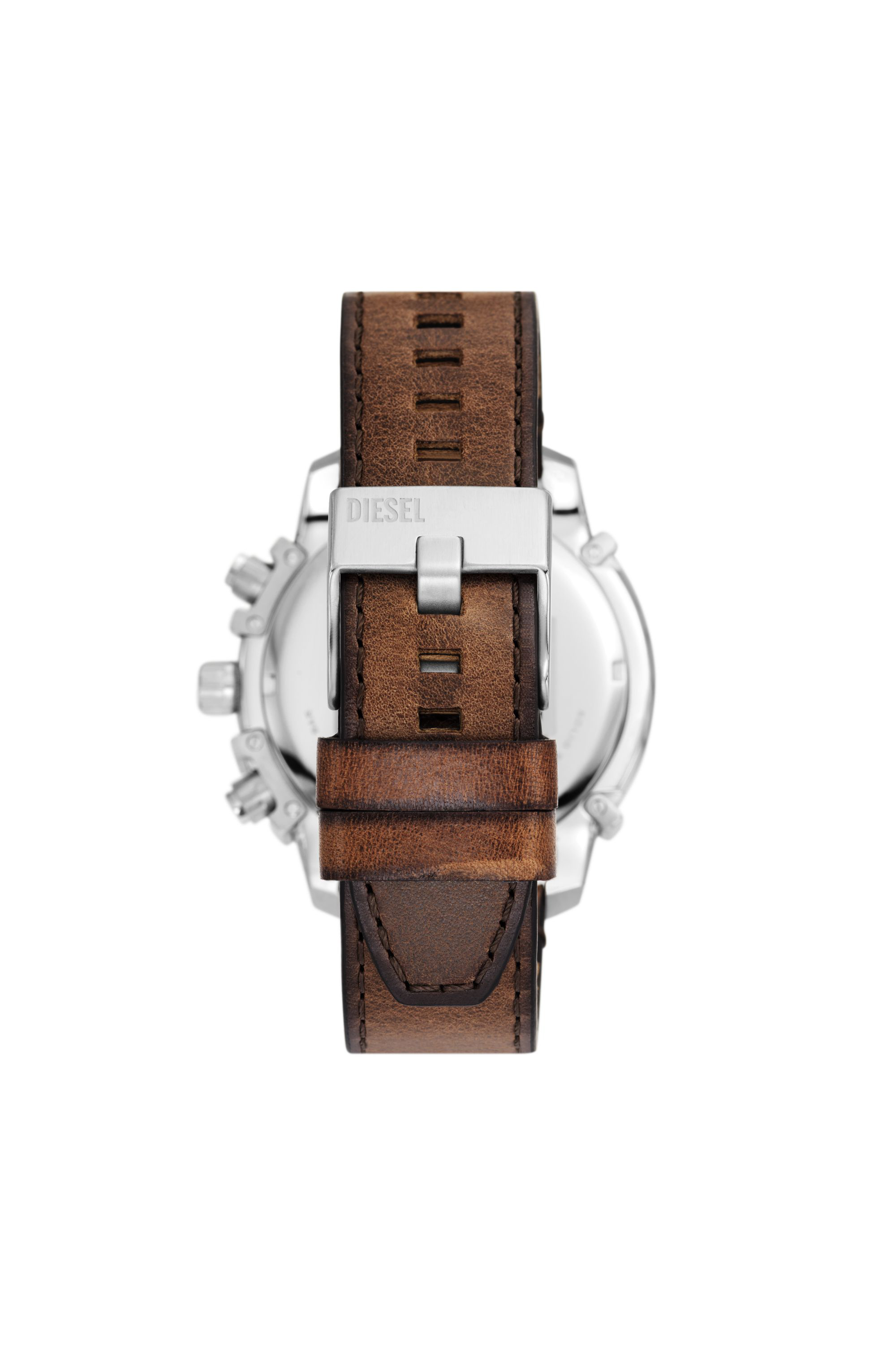 Diesel - DZ4656, Male's Griffed chronograph brown leather watch in Brown - 2