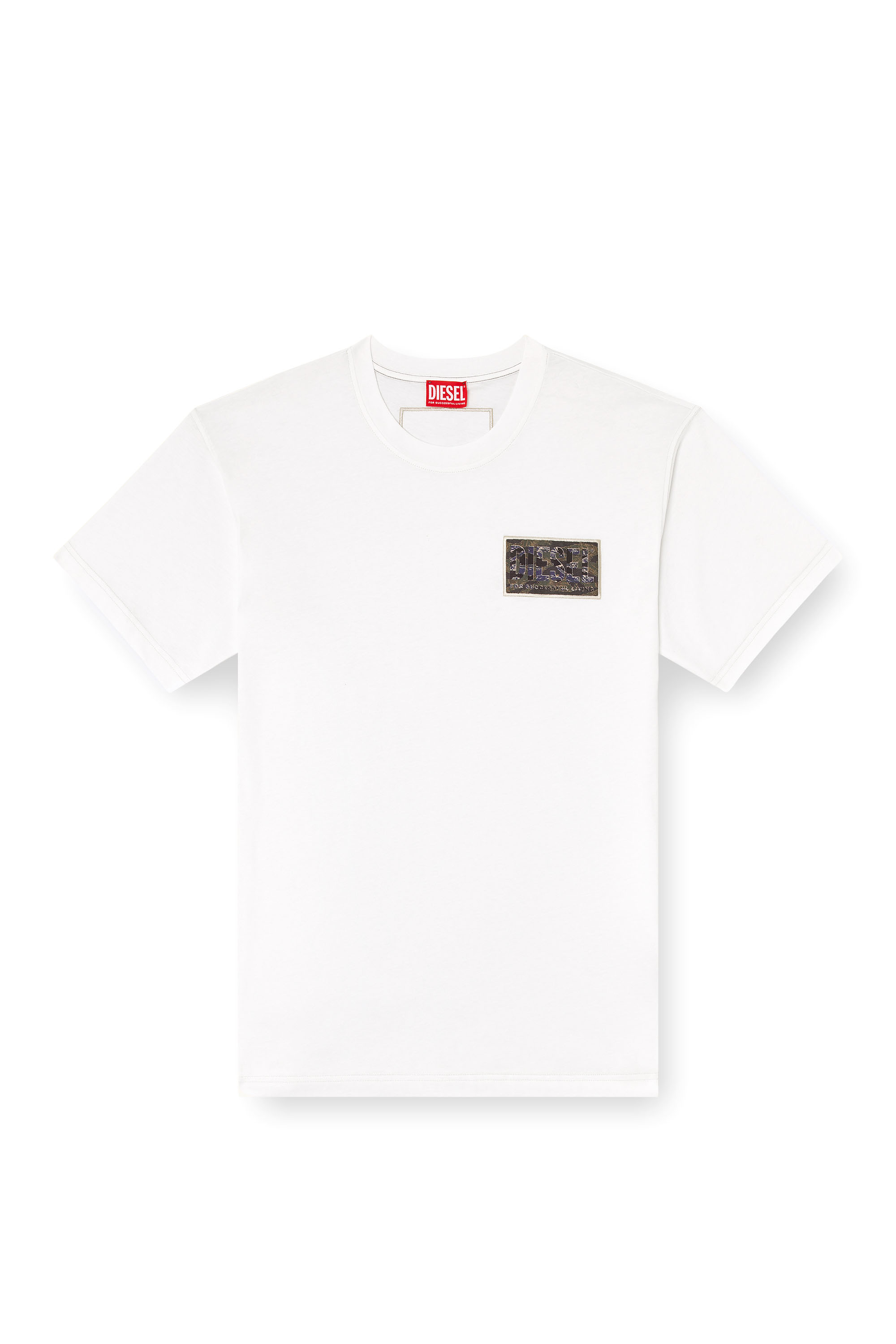 Diesel - T-NORM-T3, Male's T-shirt with camo logo patch in White - 3