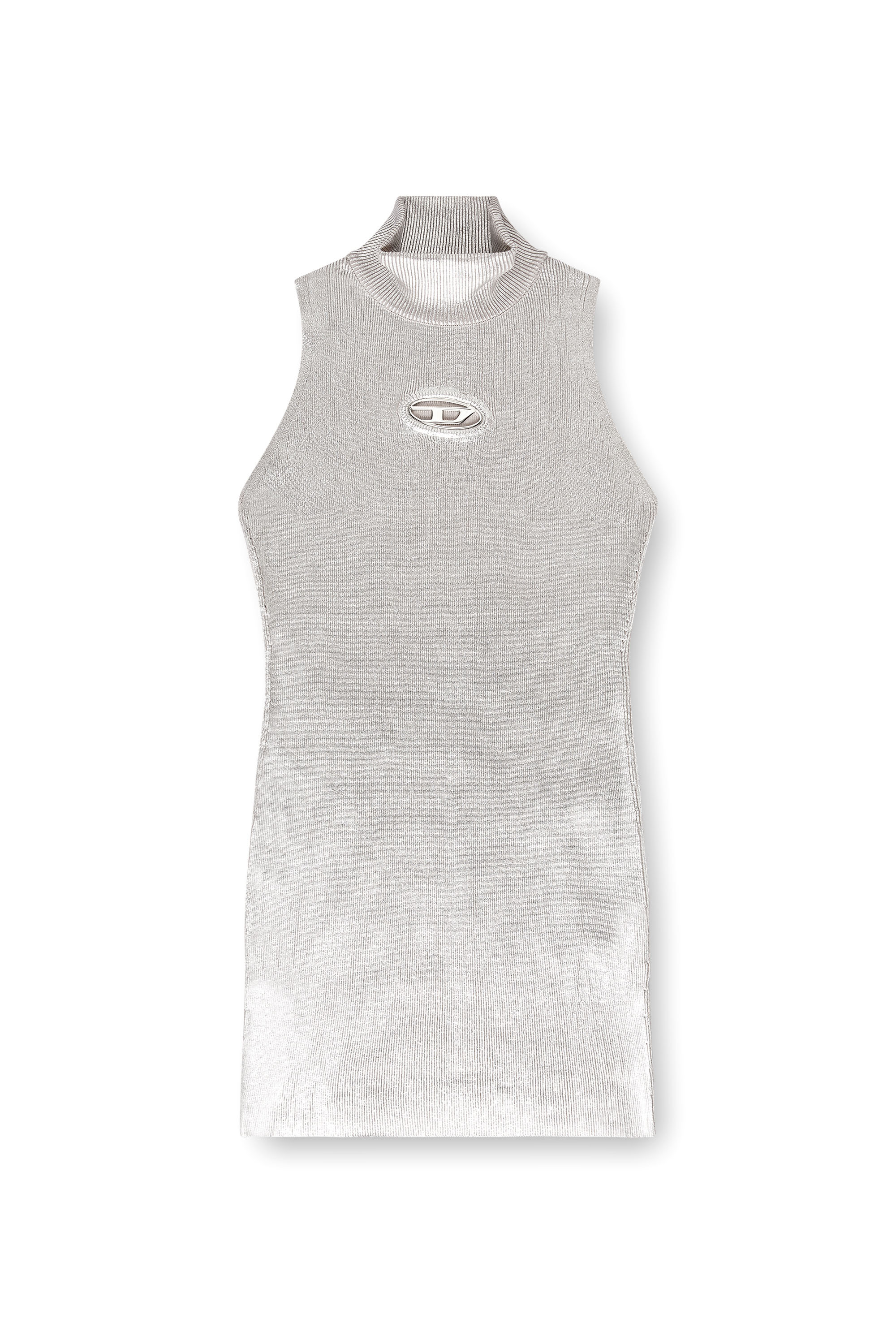 Diesel - M-ONERVAX, Robe courte en coton métallisé Femme in Gris argenté - 4