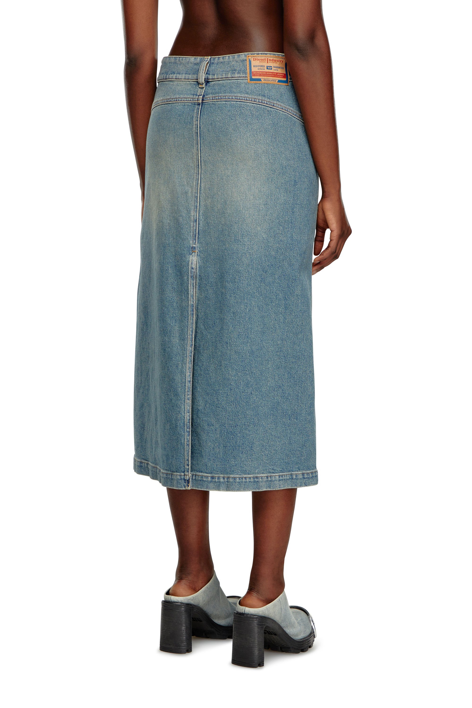 Diesel - DE-HUSH-MID, Female's Midi skirt in denim in Light Blue - 4