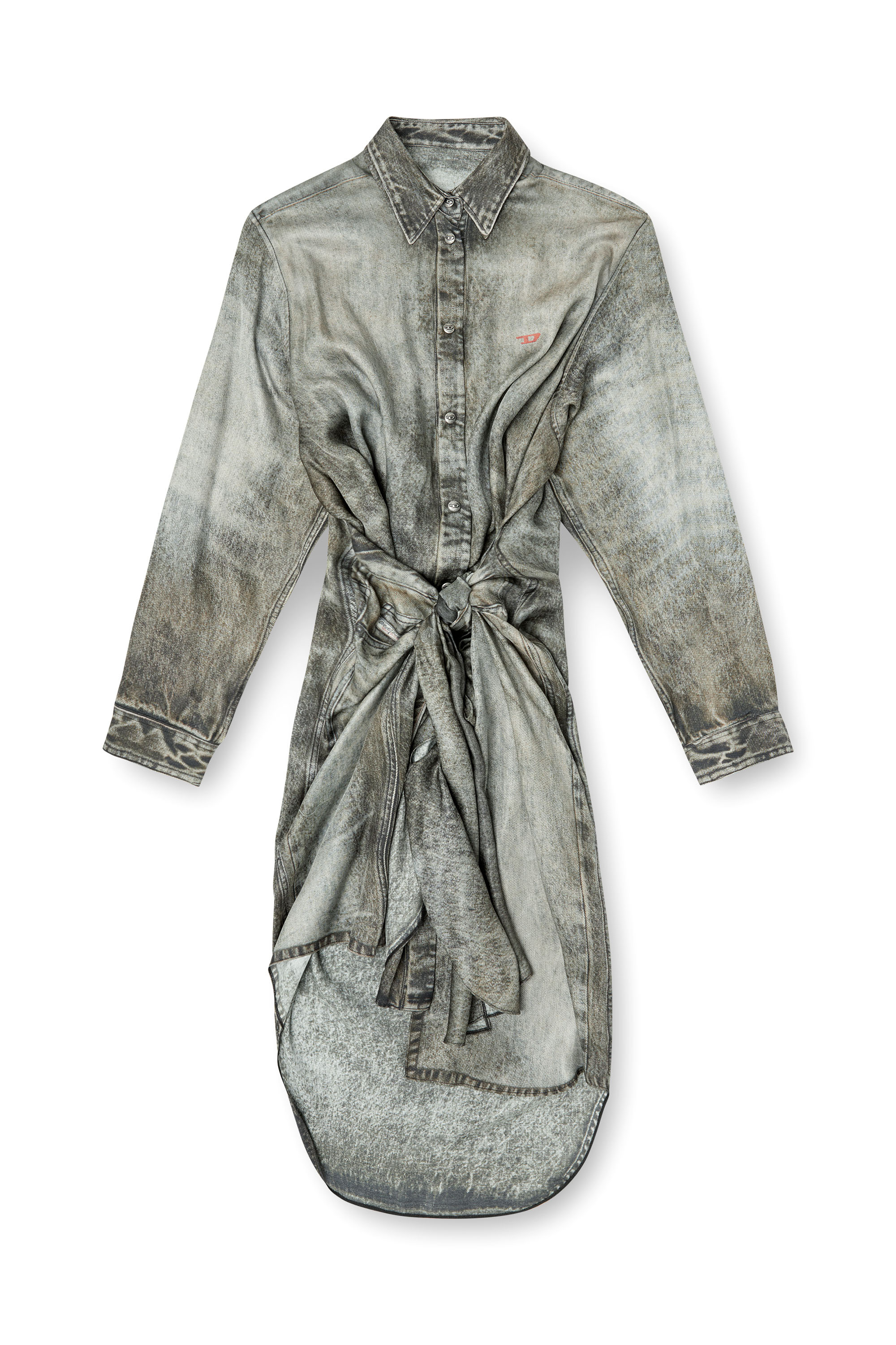 Diesel - D-ILETTA, Female's Wrap dress in denim-look viscose in Dark Grey - 3