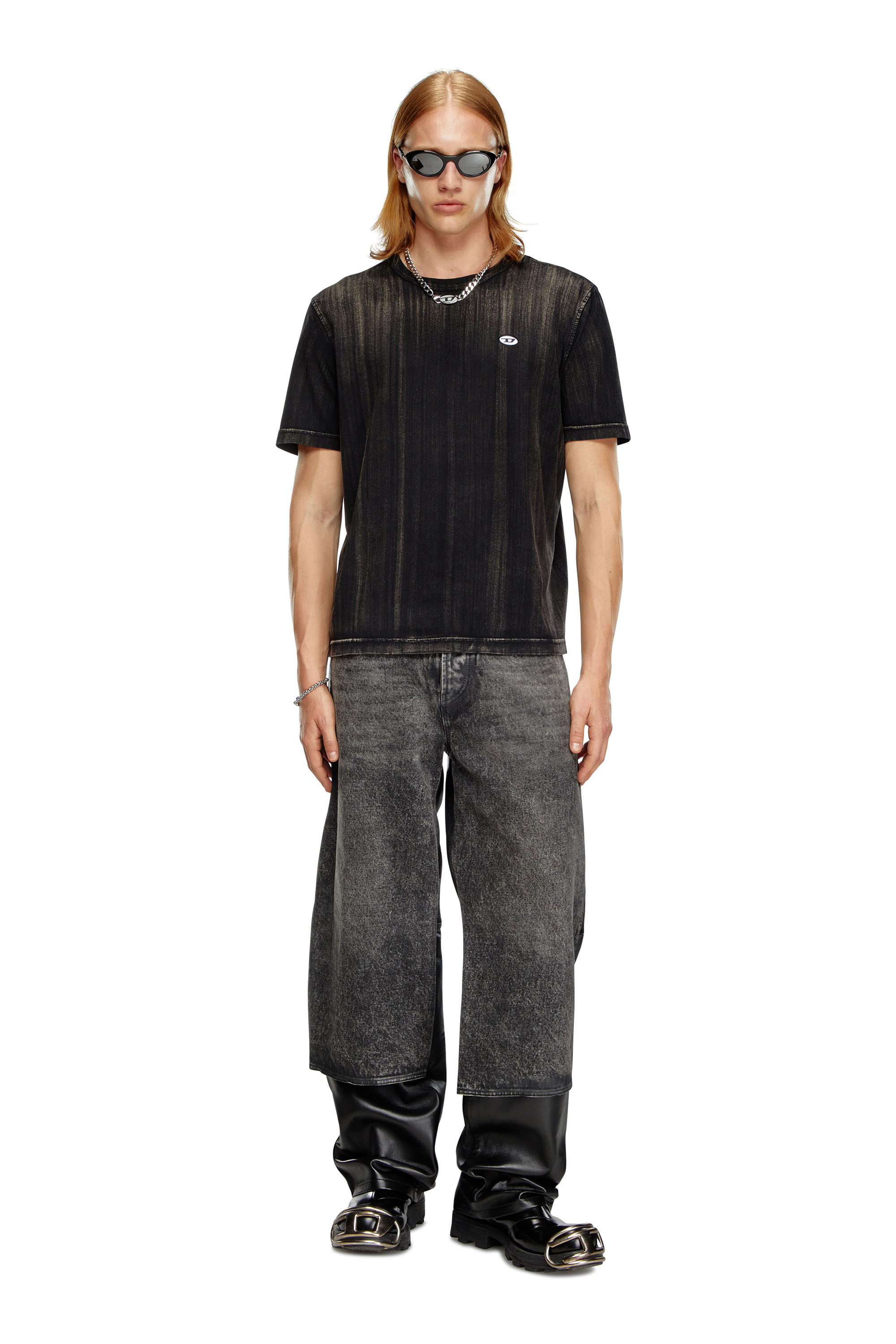 Diesel - T-ADJUST-K8, Male's T-shirt with brushstroke fading in Black - 3