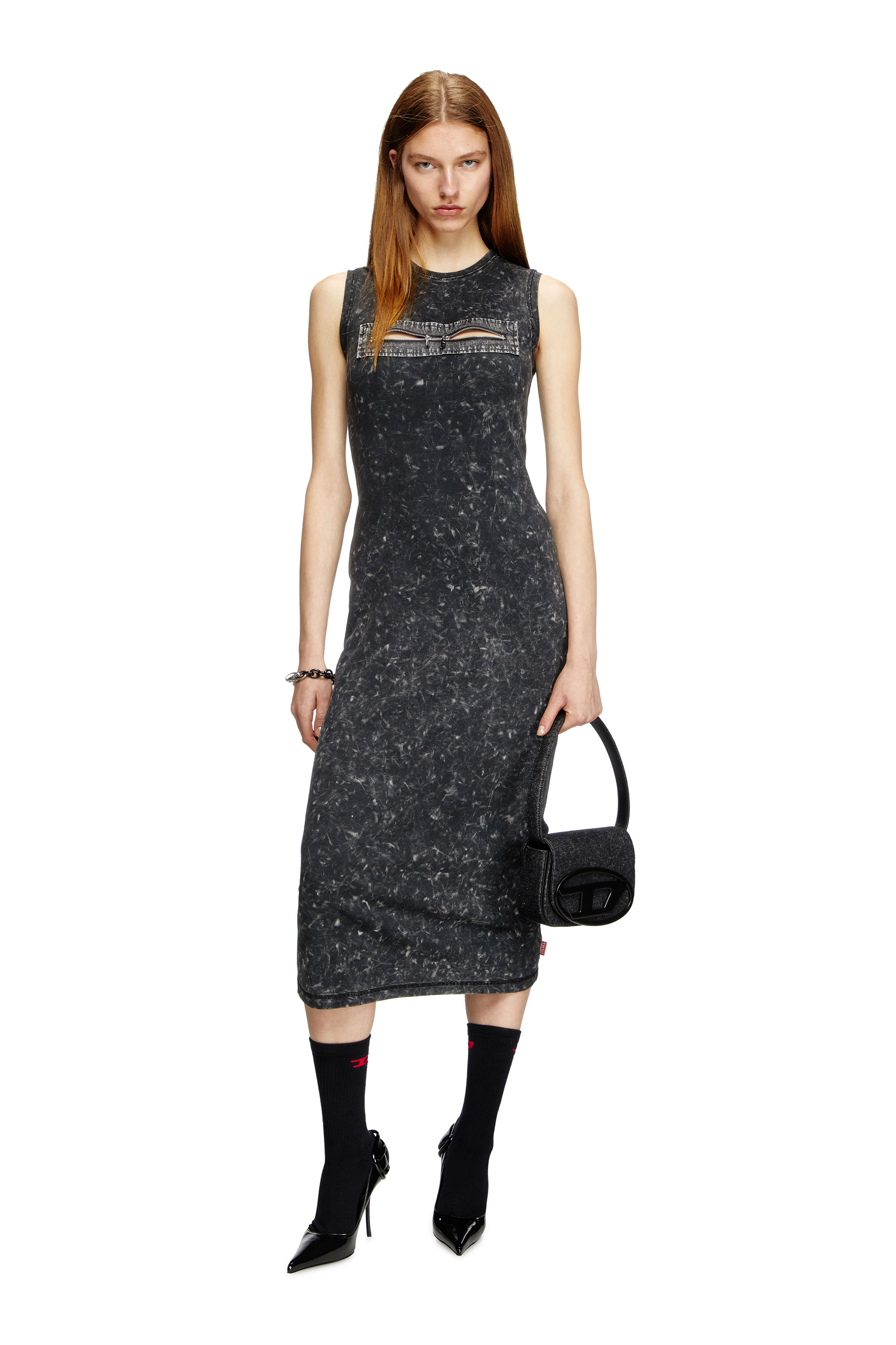 Diesel - D-PRA, Female's Sleeveless dress with zip detail in Black - 2