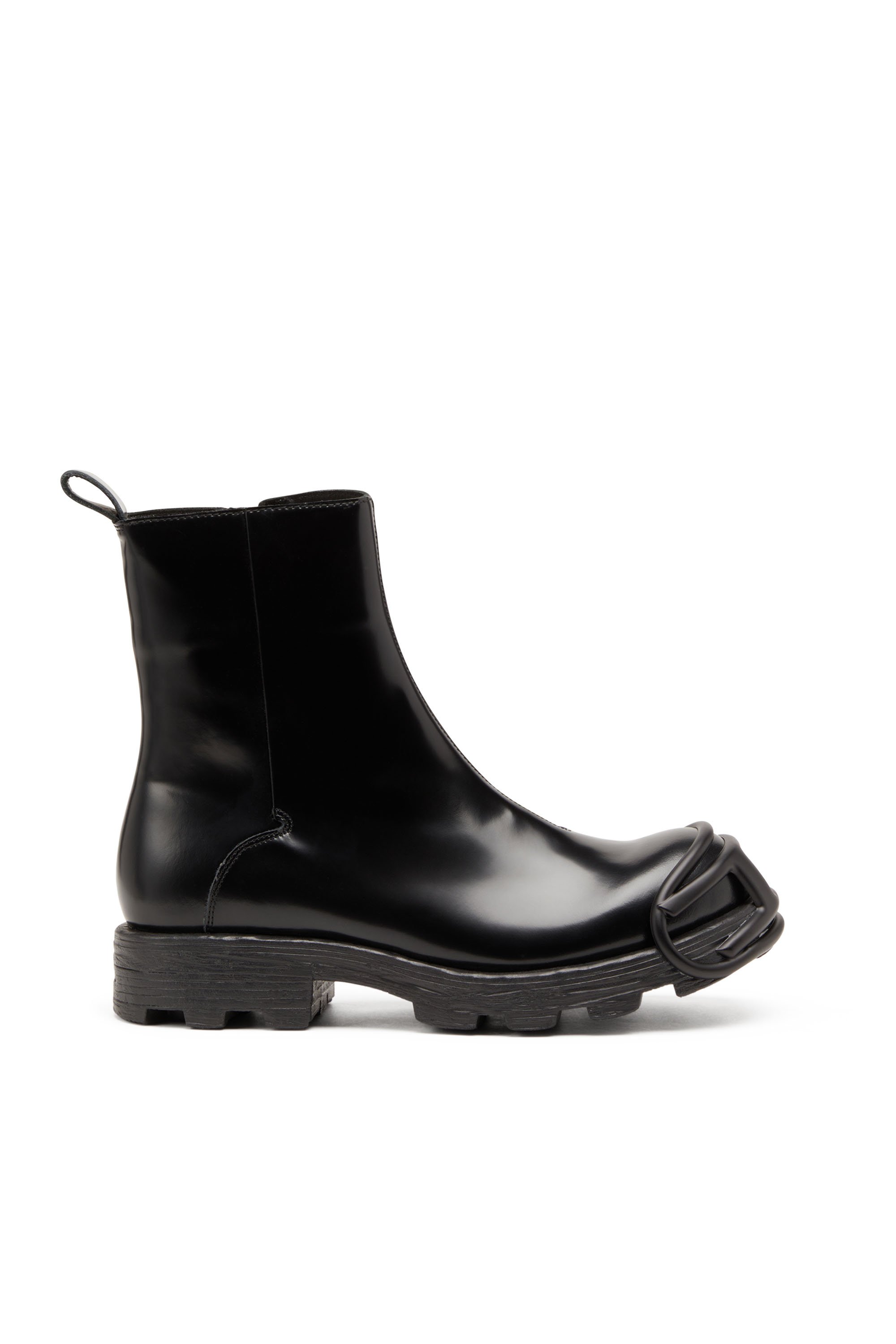 Diesel - D-HAMMER BT ZIP D, Male D-Hammer-Leather Chelsea boots with Oval D toe caps in Black - Image 1
