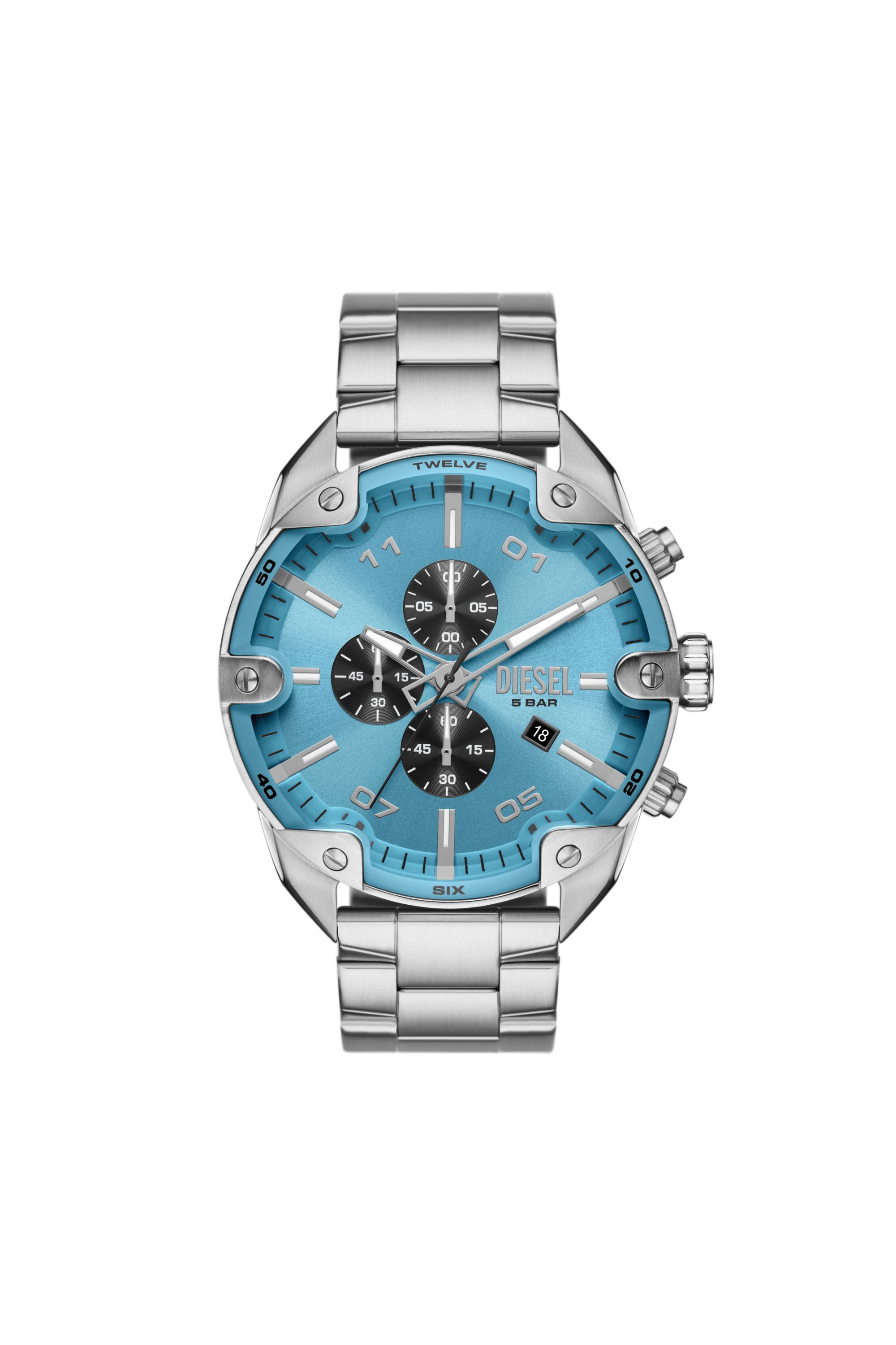 Diesel - DZ4655, Male Spiked chronograph stainless steel watch in Silver - Image 1