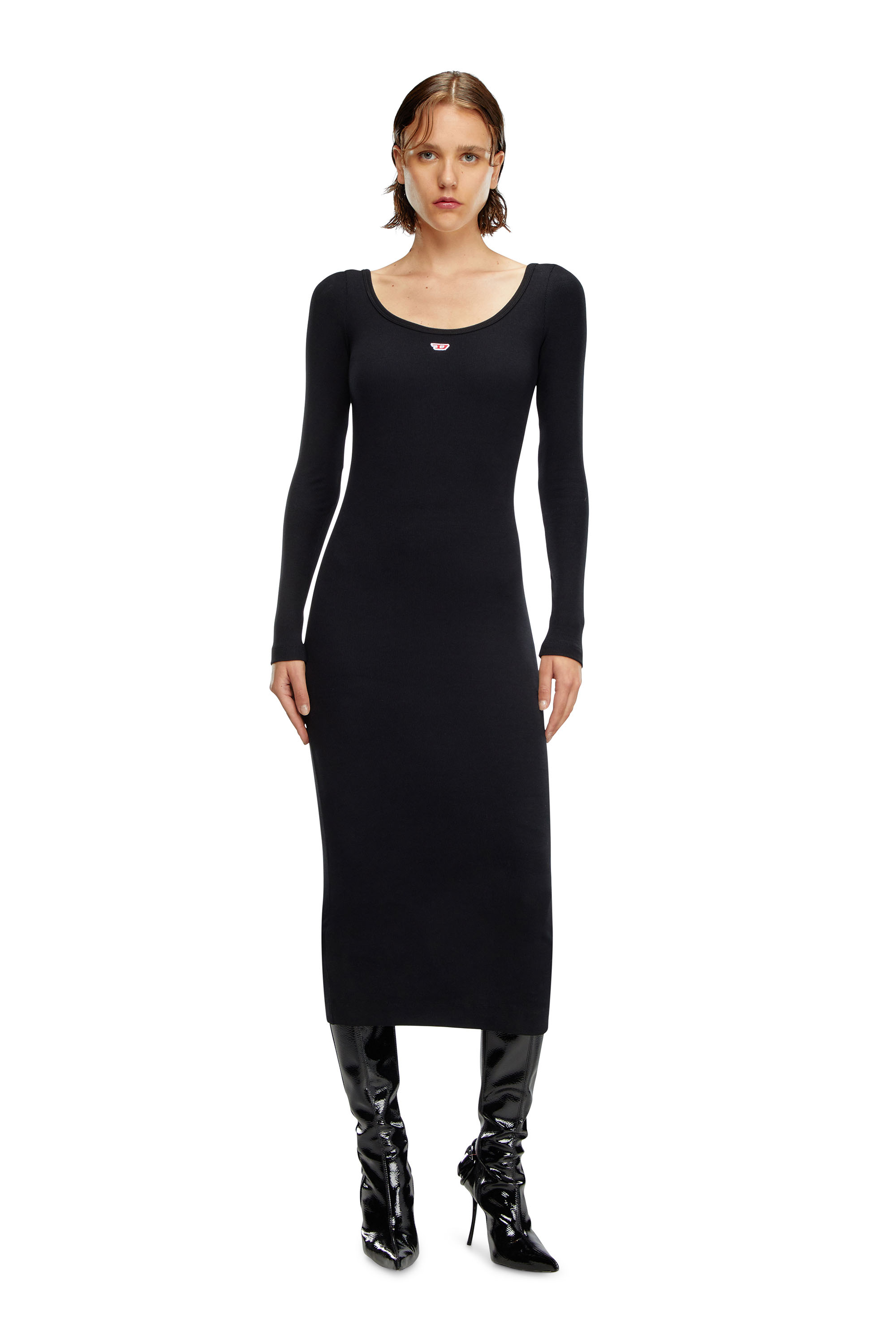 Diesel - D-BALLET-D, Female's Scoop-neck midi dress in Black - 1