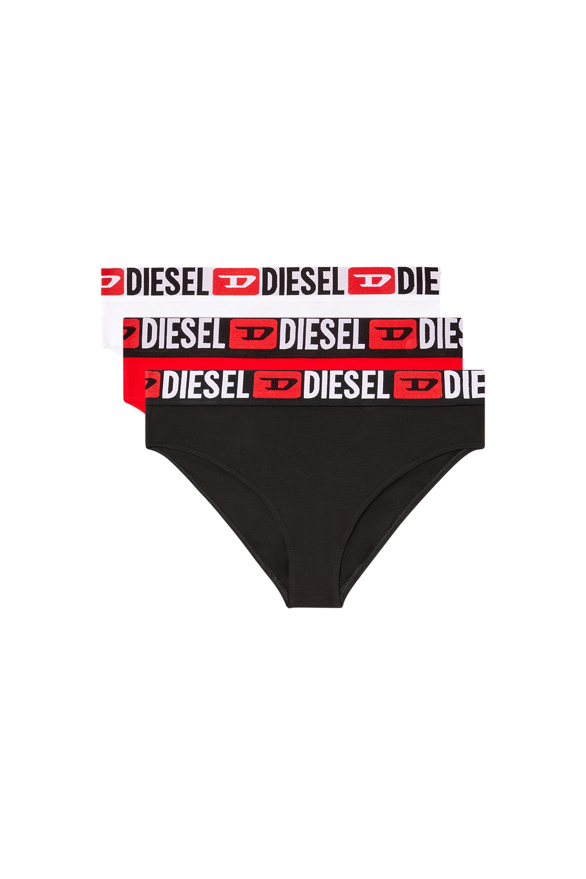 Diesel - SAM-D-CORE-3PACK, Female's Three-pack briefs with maxi-logo waist in Red/Black - 1