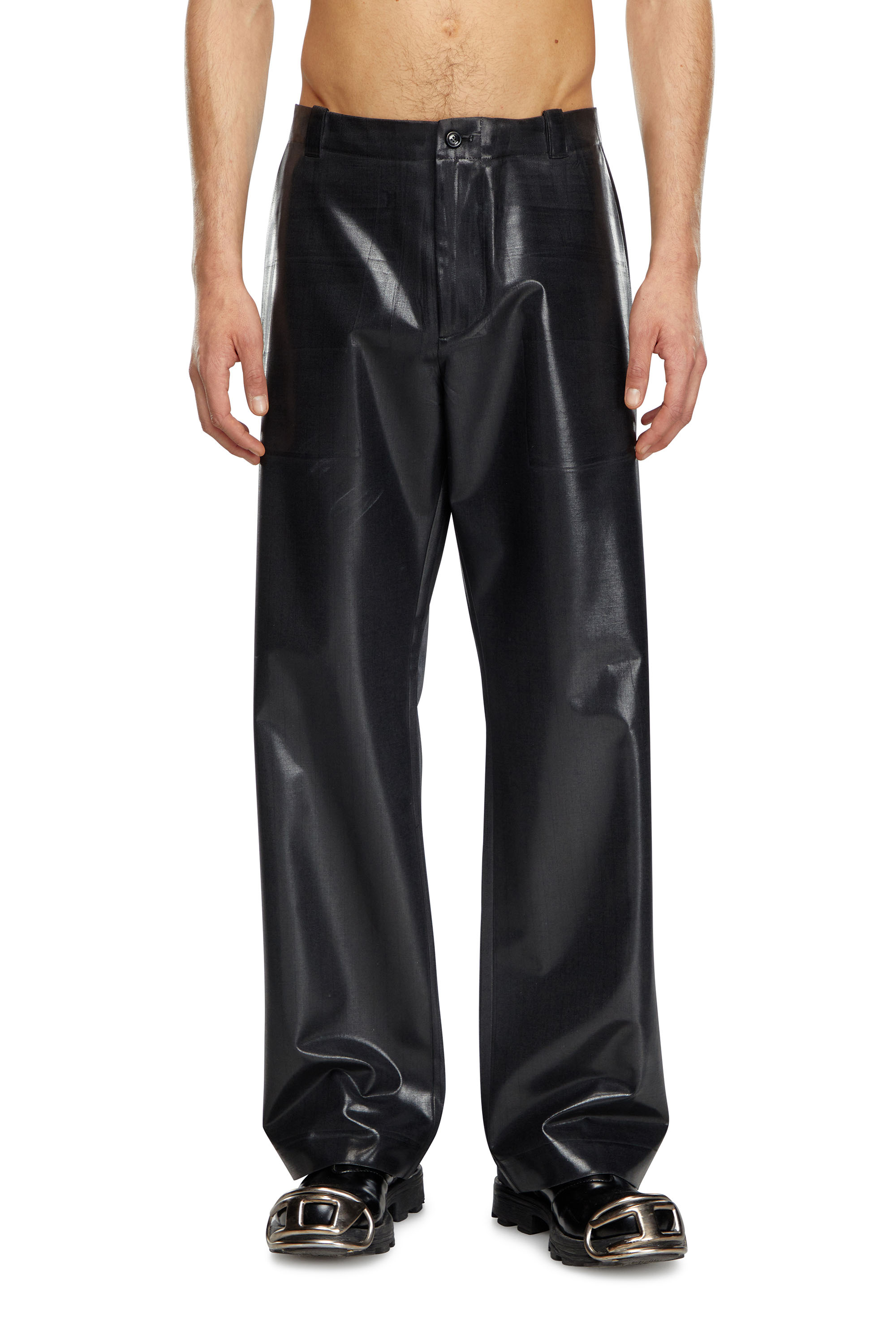 Diesel - P-STANLEY, Pantalon à fines rayures avec devant enduit Homme in Noir - 2