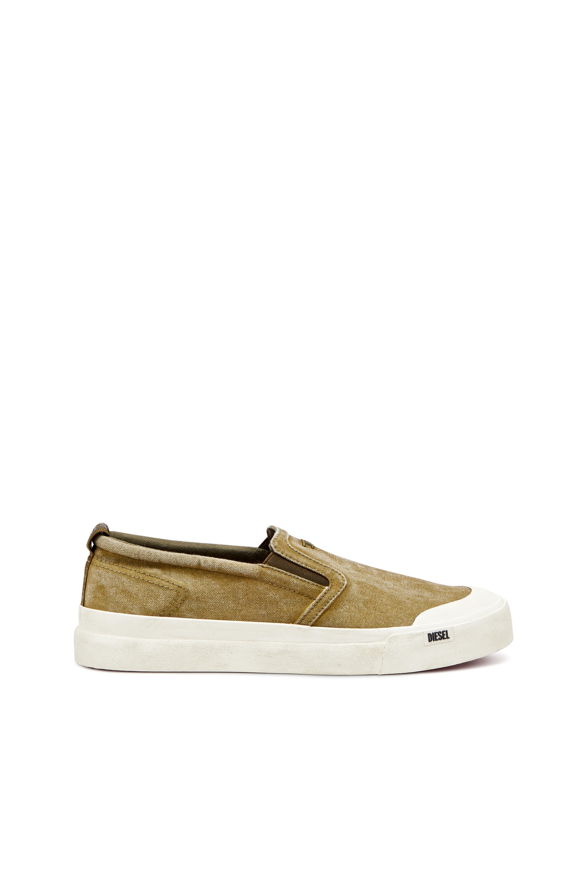 Diesel - S-ATHOS SLIP ON, Male's S-Athos-Canvas slip-on sneakers with D embroidery in Light Brown - 1