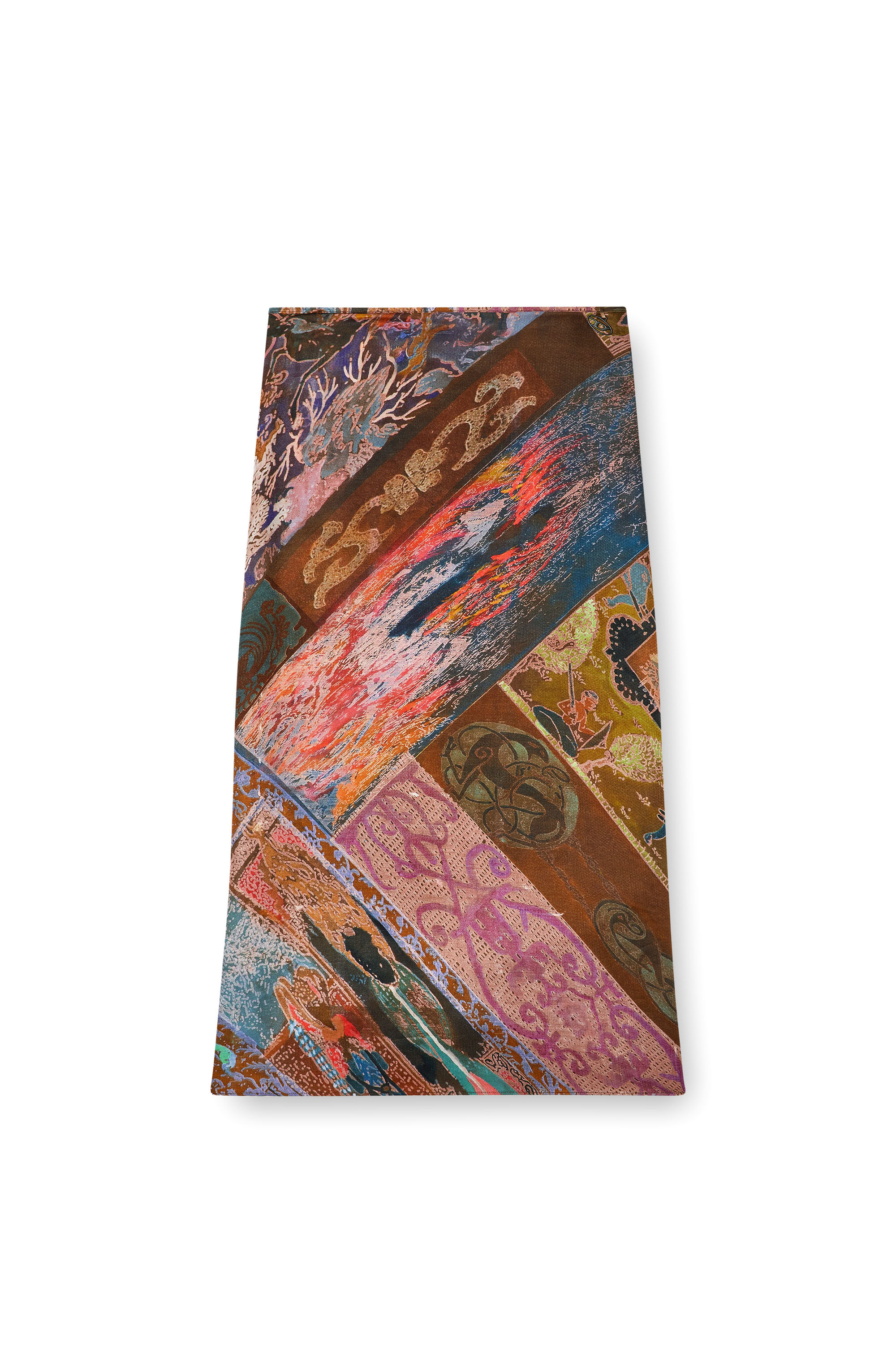 Diesel - O-RCHID, Female's Viscose midi skirt with Heraldic print in Brown - 3