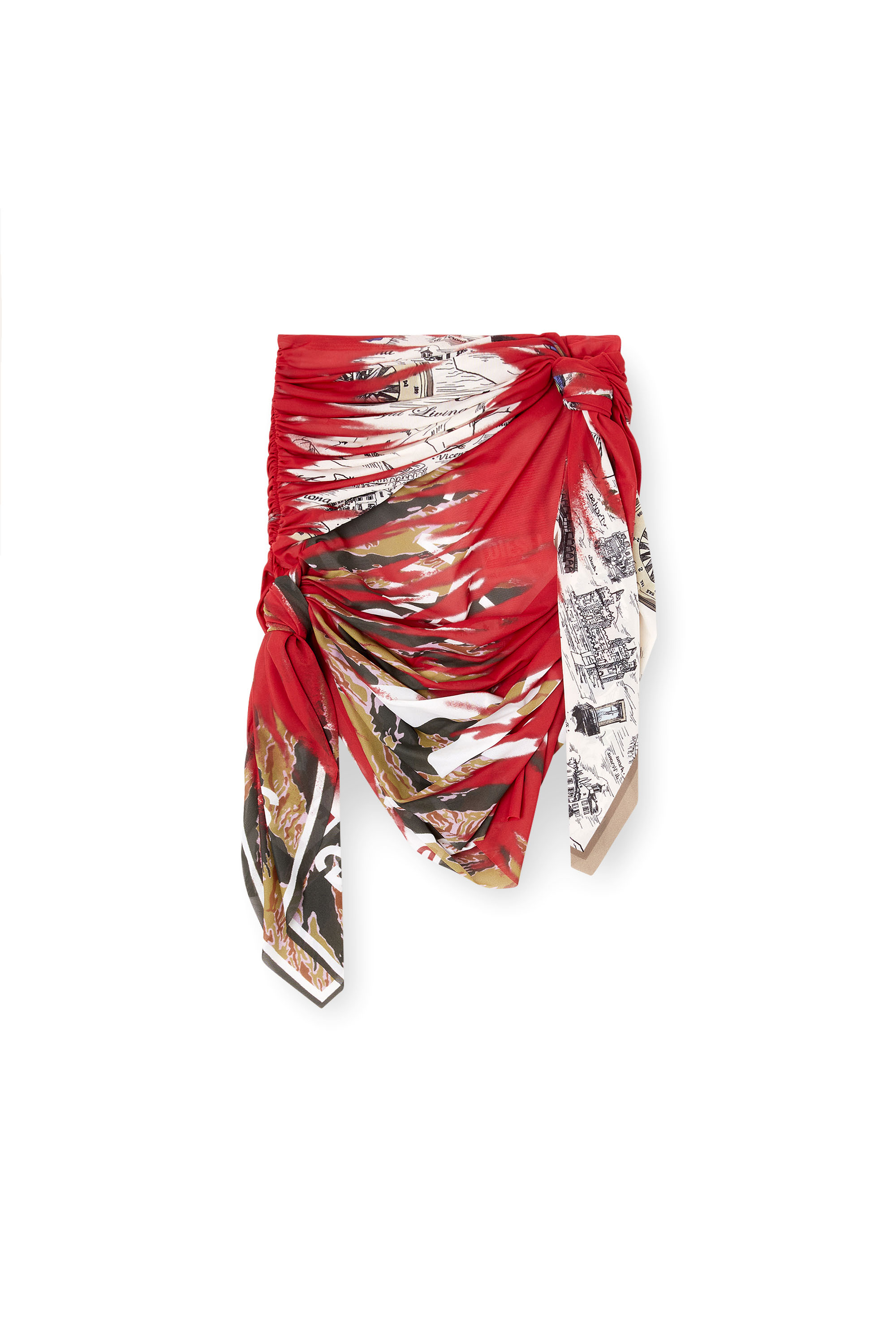 Diesel - O-RUELLIA, Mini-jupe drapée style bandana en nylon stretch Femme in Polychrome - 3