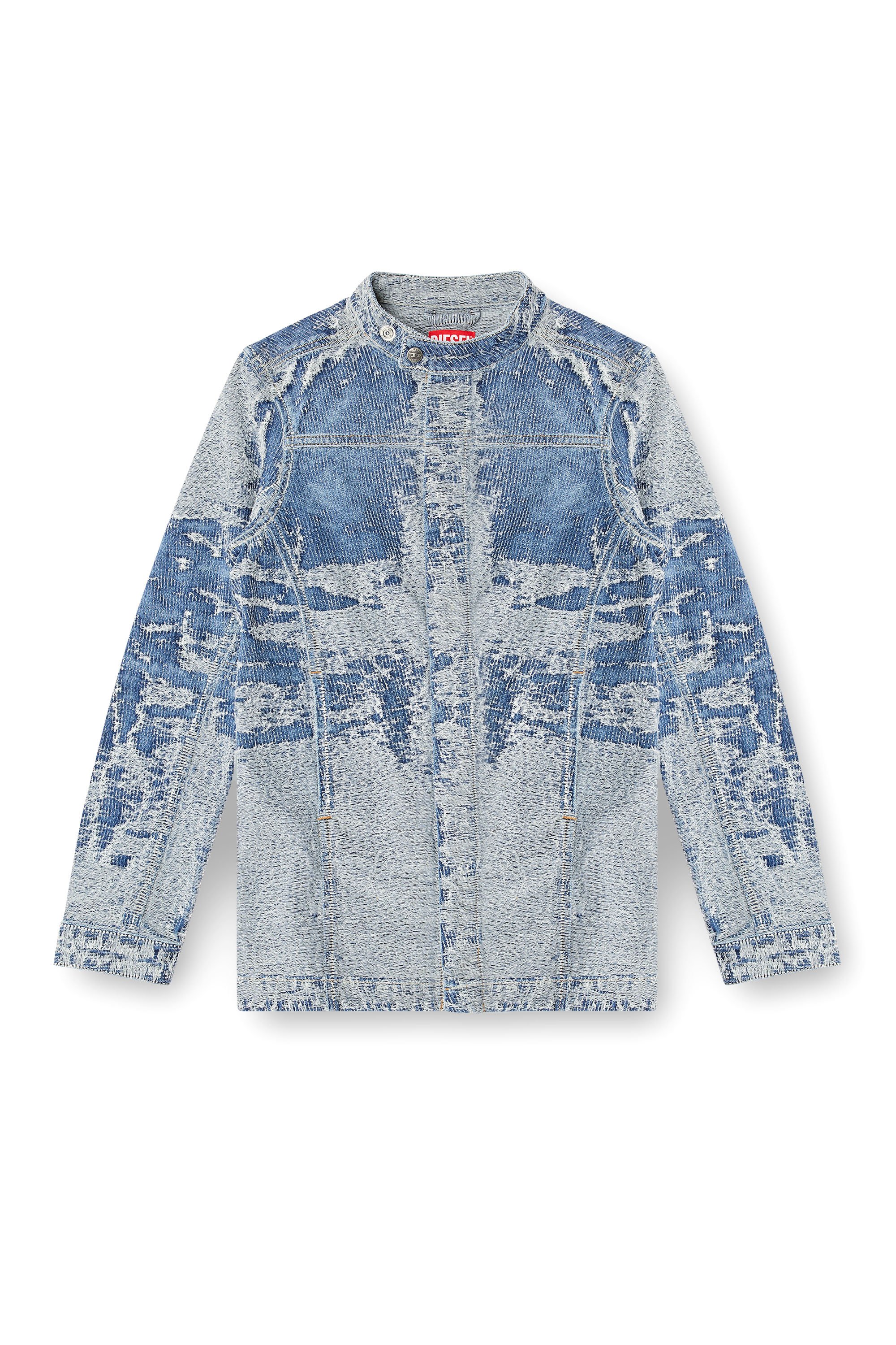 Diesel - DE-MOR-S1, Veste en denim jacquard effet vieilli Femme in Bleu - 5