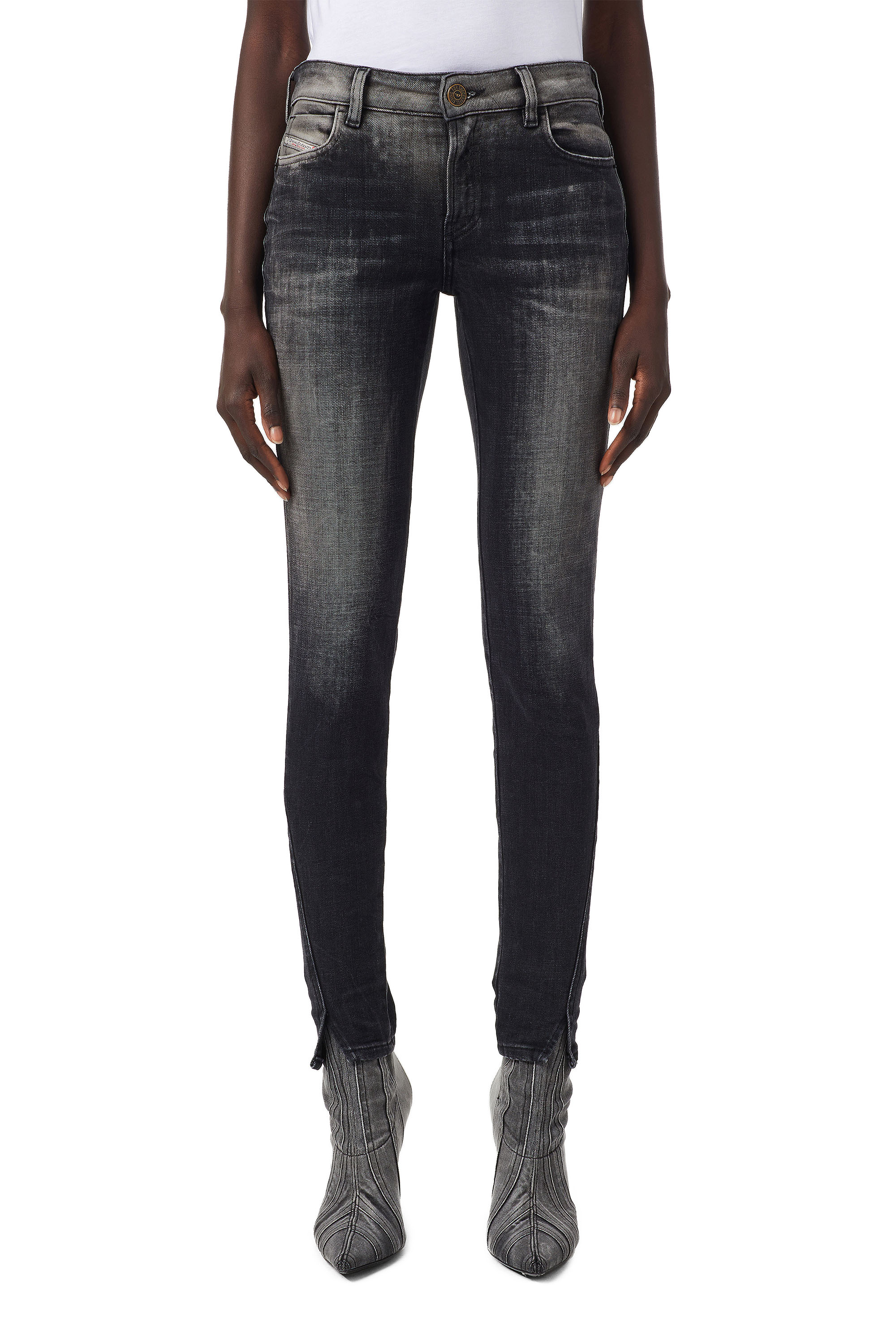 Diesel - D-Jevel 09B18 Slim Jeans, Black/Dark Grey - Image 1
