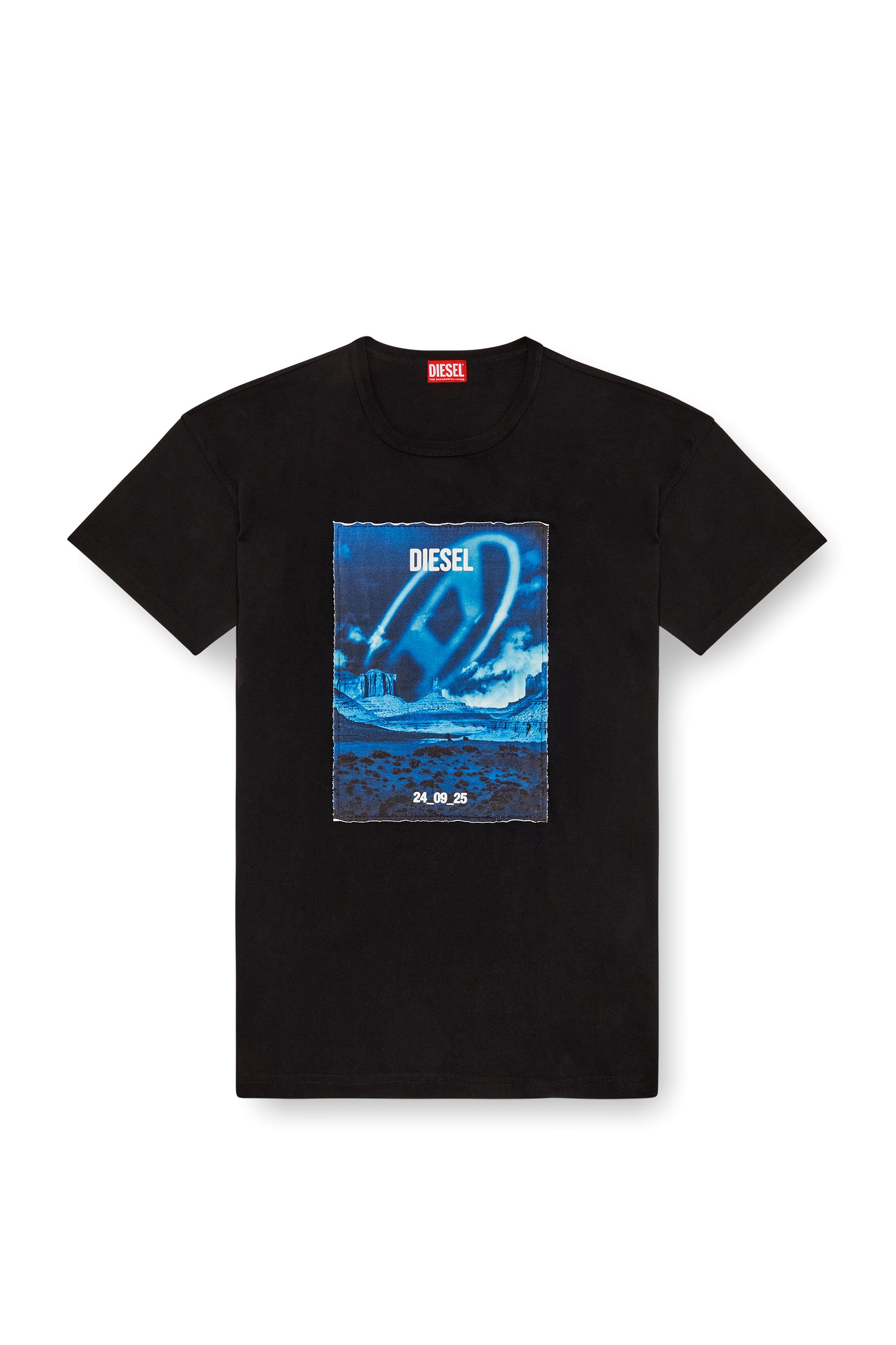 Diesel - T-BOXT-Q16, T-shirt à manches longues avec empiècement imprimé Homme in Noir - 4