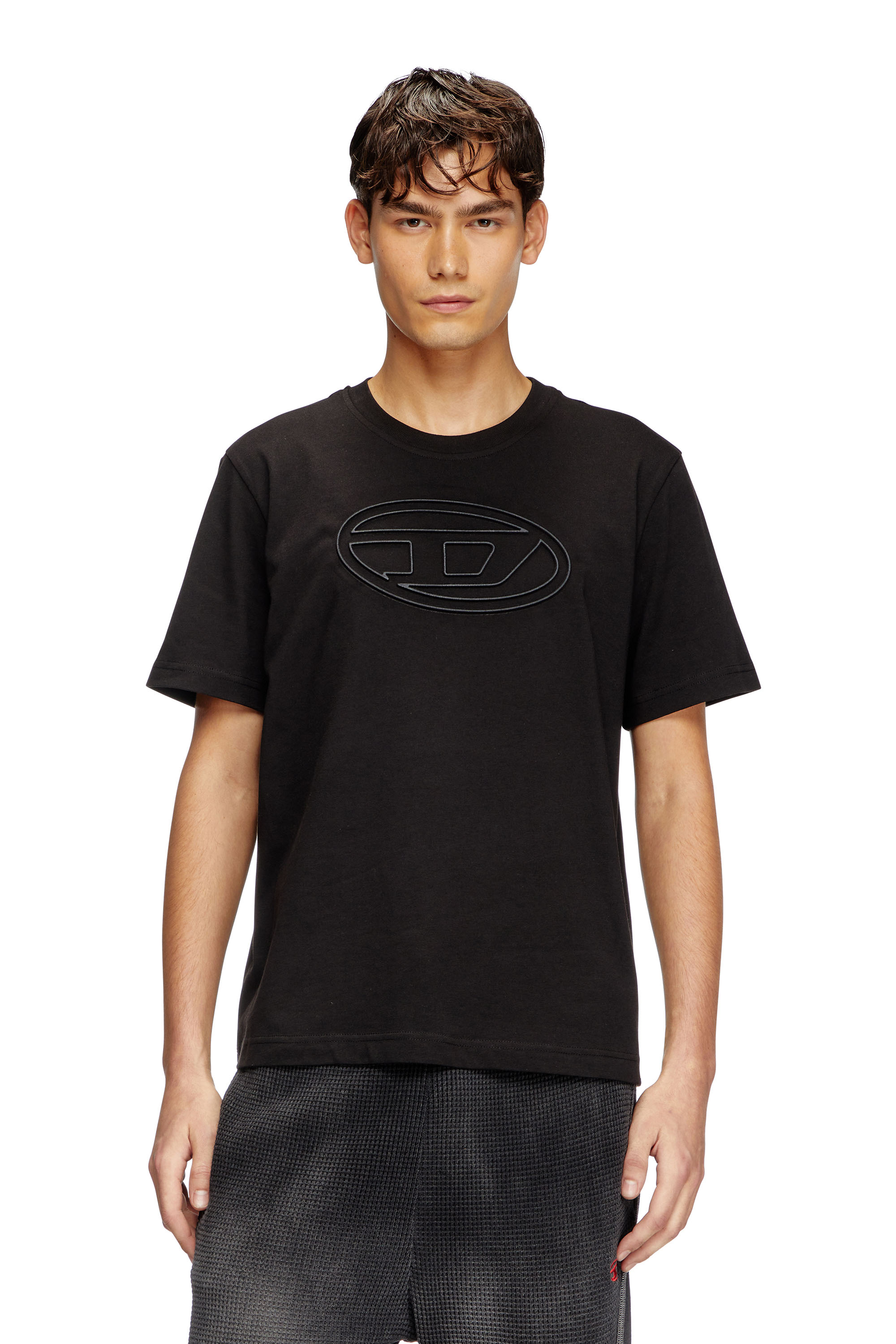 Diesel - T-ADJUST-BIGOVAL, Male's T-shirt with embossed Oval D in Black - 1