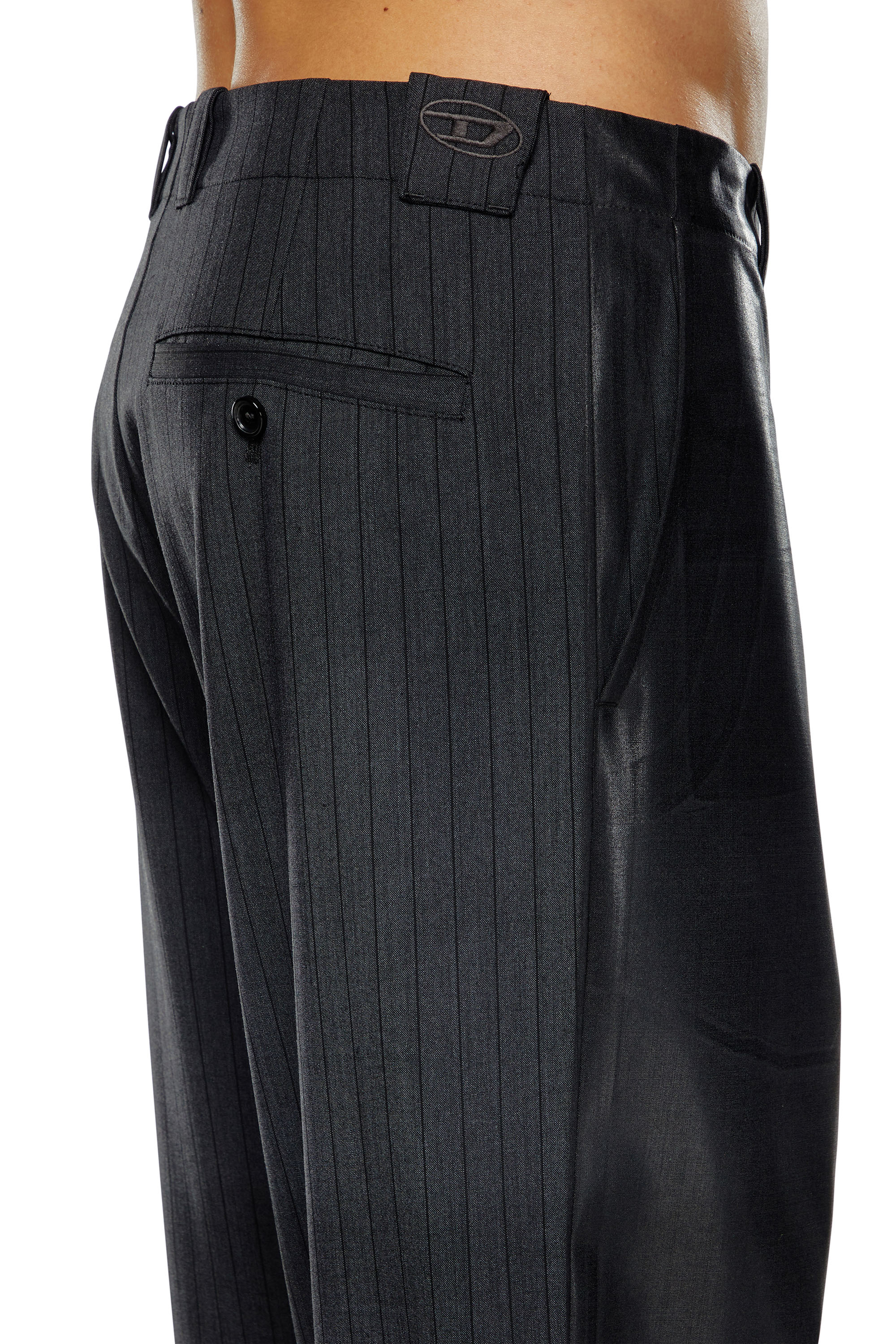 Diesel - P-STANLEY, Male's Pinstripe pants with coated front in Black - 4