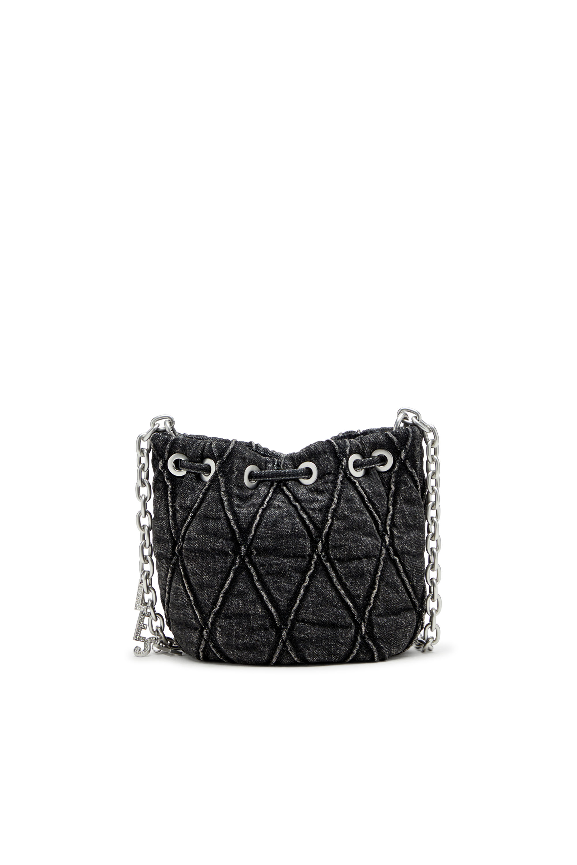 Diesel - CHARM-D BUCKET S, Charm-D S-Mini sac seau en denim matelassé traité Femme in Noir - 3