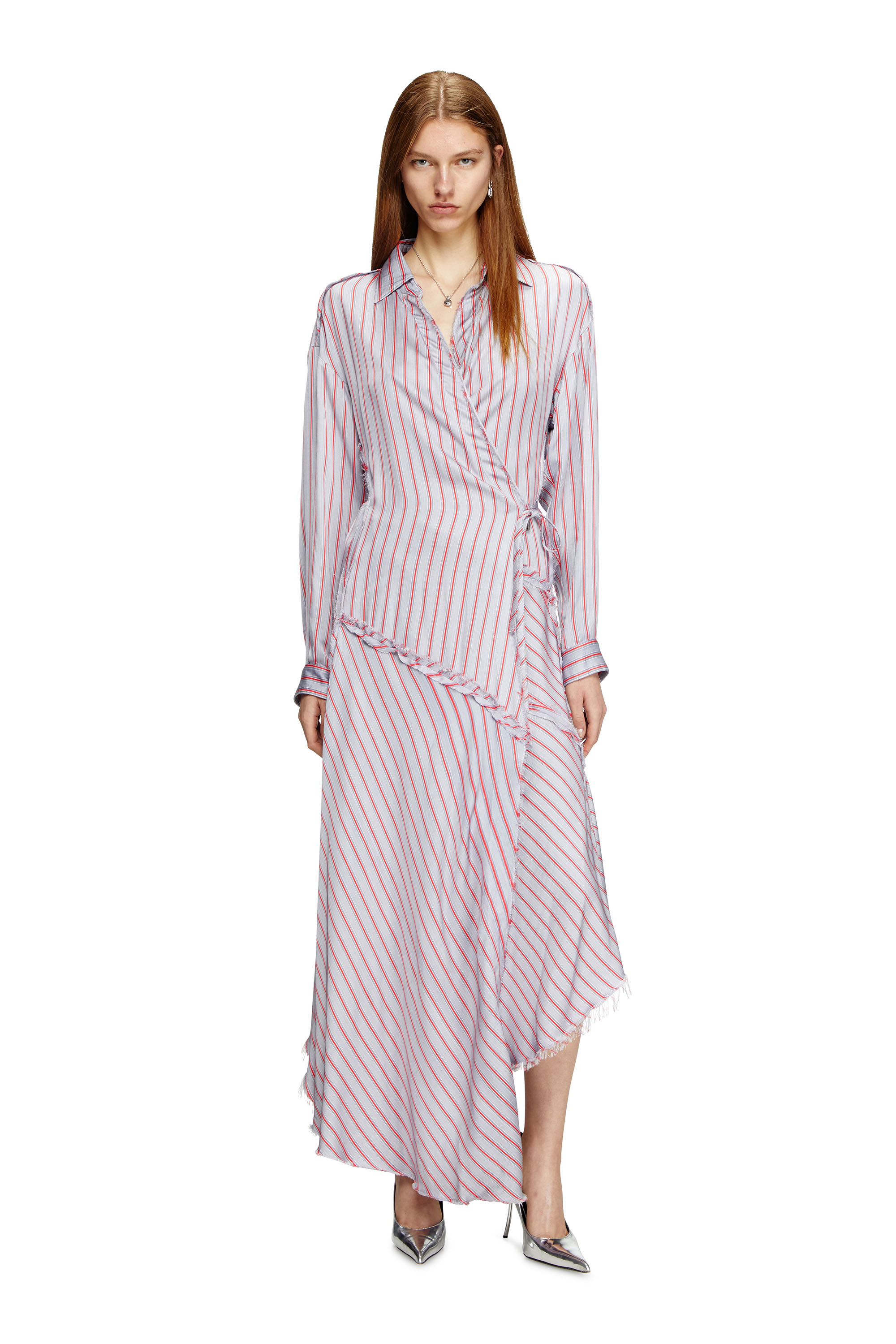 Diesel - D-RAVEN, Female's Asymmetrical wrap shirt dress in Pink/Violet - 1