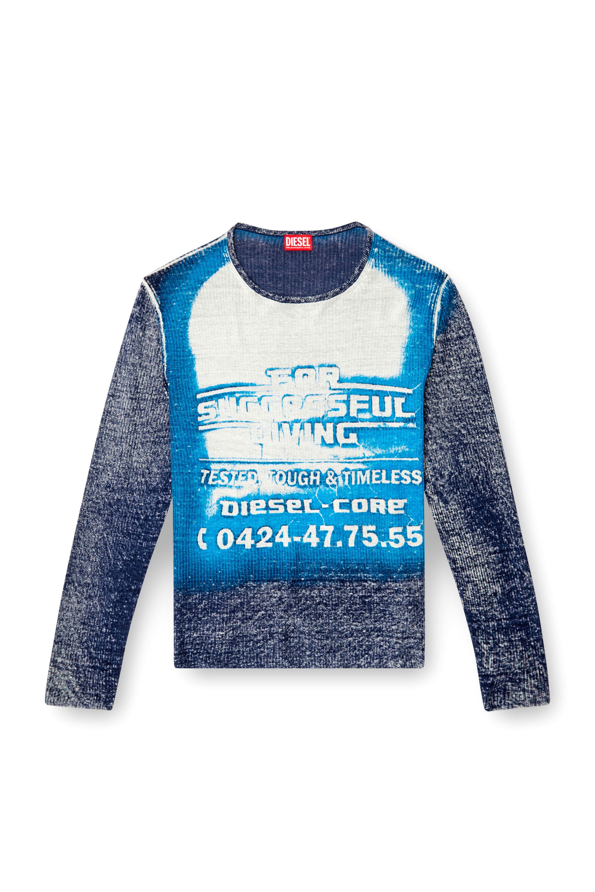 Diesel - K-ROD, Male's Linen jumper with logo graphic in Blue - 5