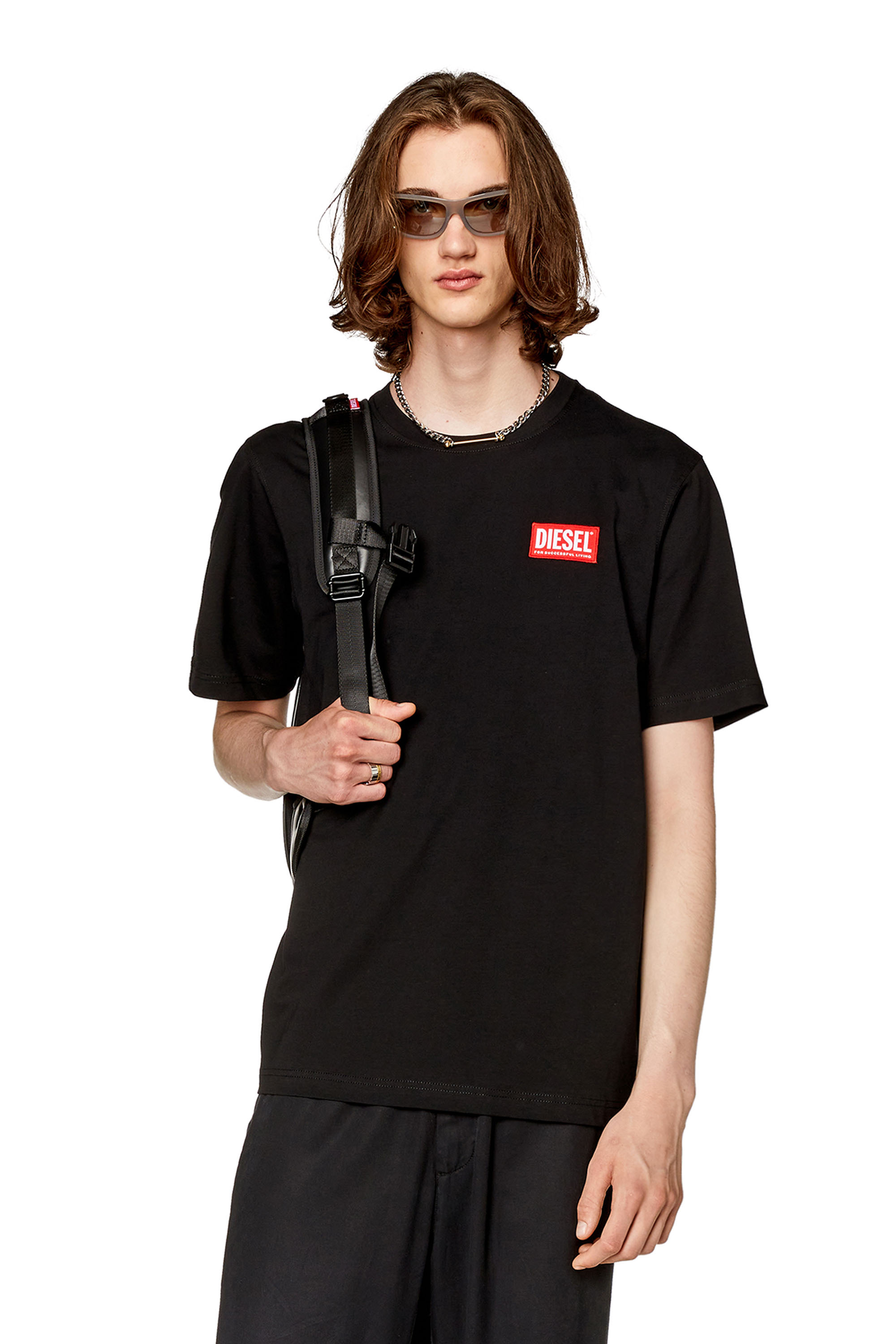 Diesel - T-JUST-NLABEL, Homme T-shirt avec empiècement à logo in Noir - Image 1