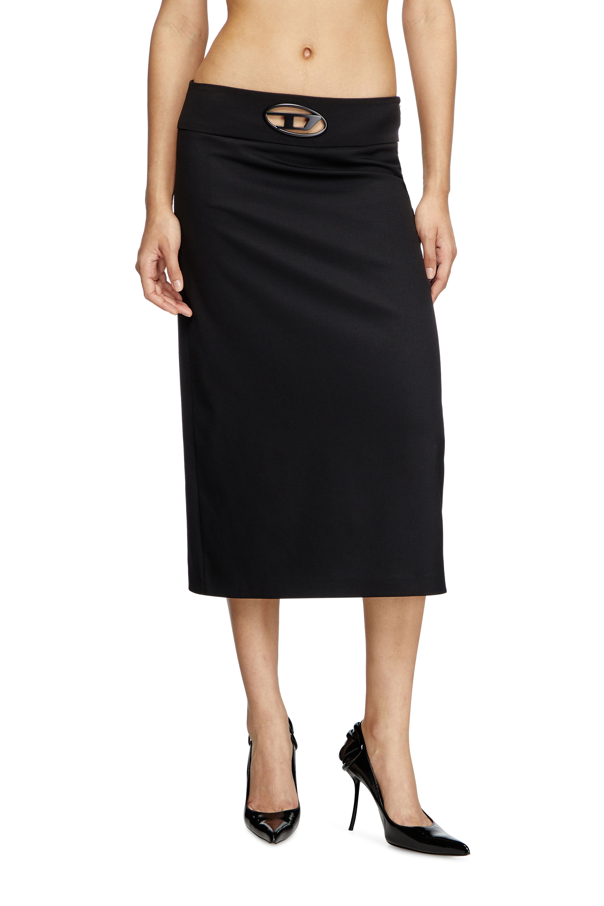 Diesel - O-SEUS, Female's A-line midi skirt in Black - 1