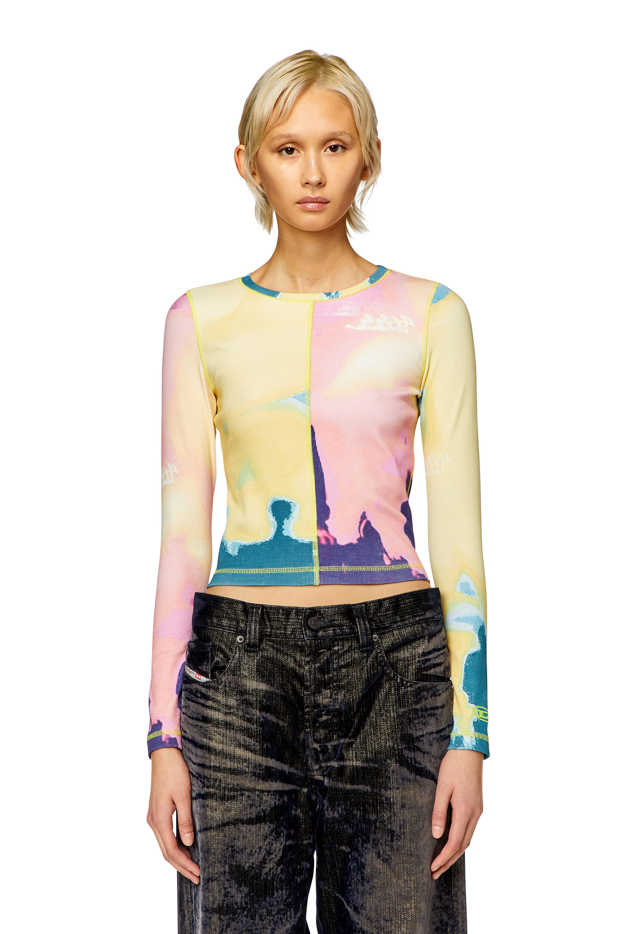 Diesel - T-BANES, Female Panelled top with multicoloured print in Multicolor - Image 5