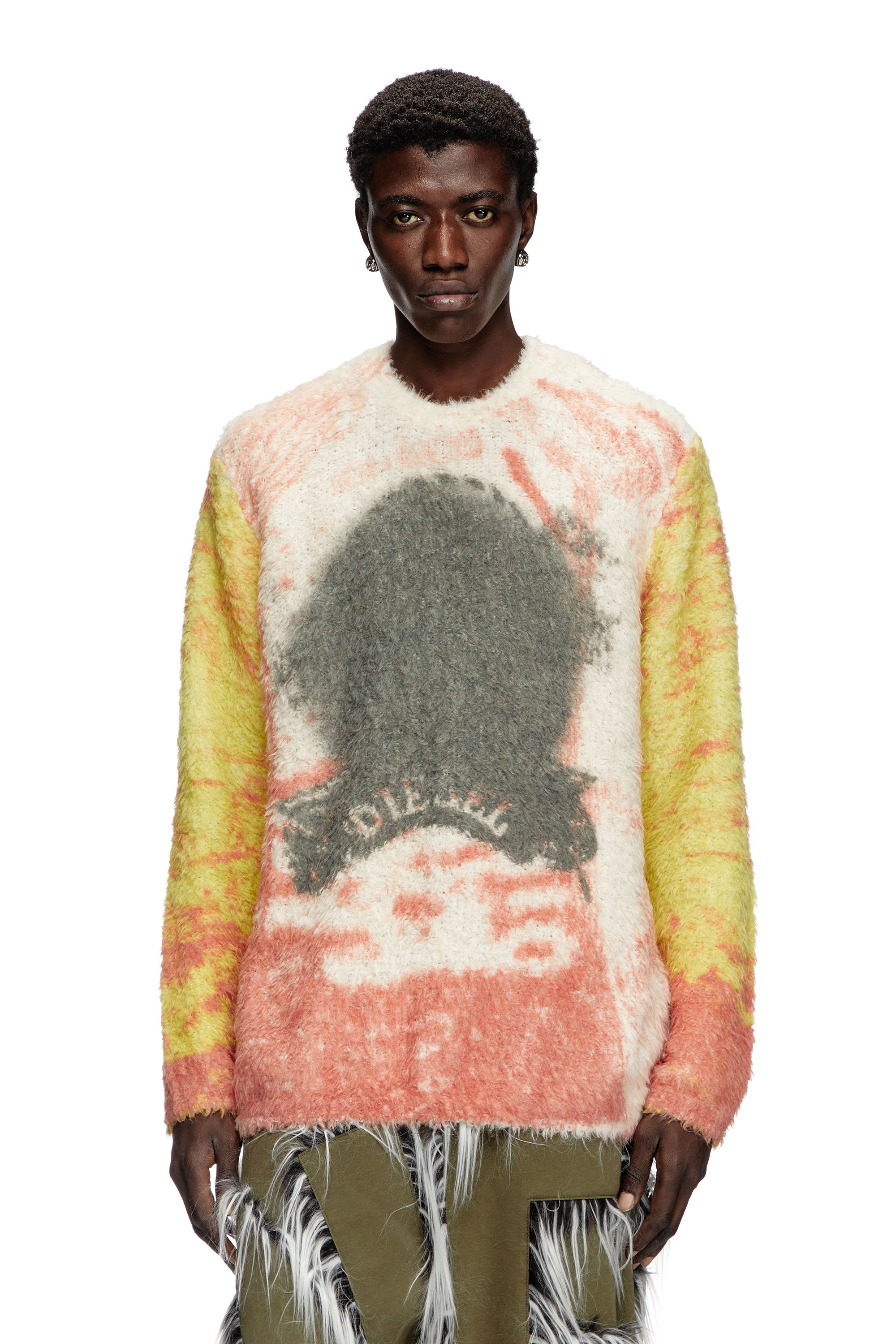 Diesel - K-MUNARI, Male's Alpaca-blend jumper with Pop print in Red/Yellow - 1