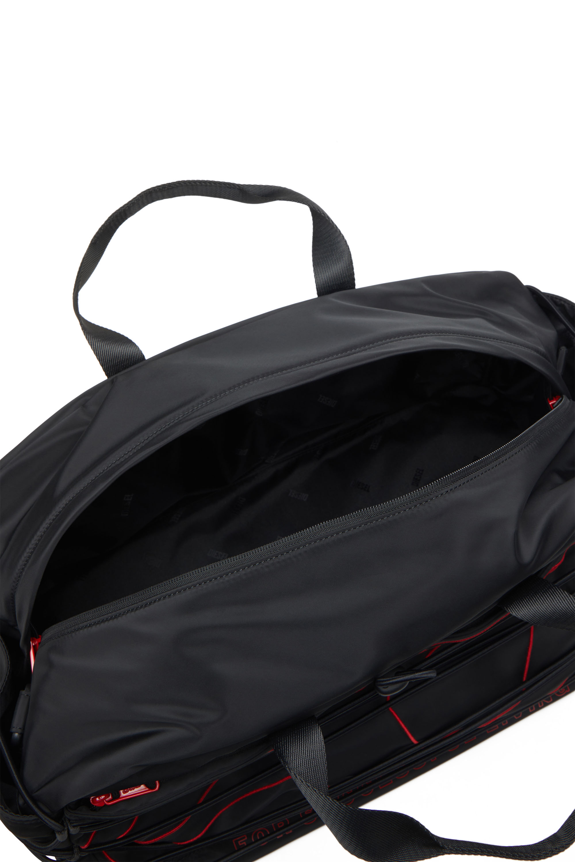 Diesel - TECH-D DUFFLE X, Tech-D-Sac polochon en nylon avec broderie Oval D Mixte in Noir - 4