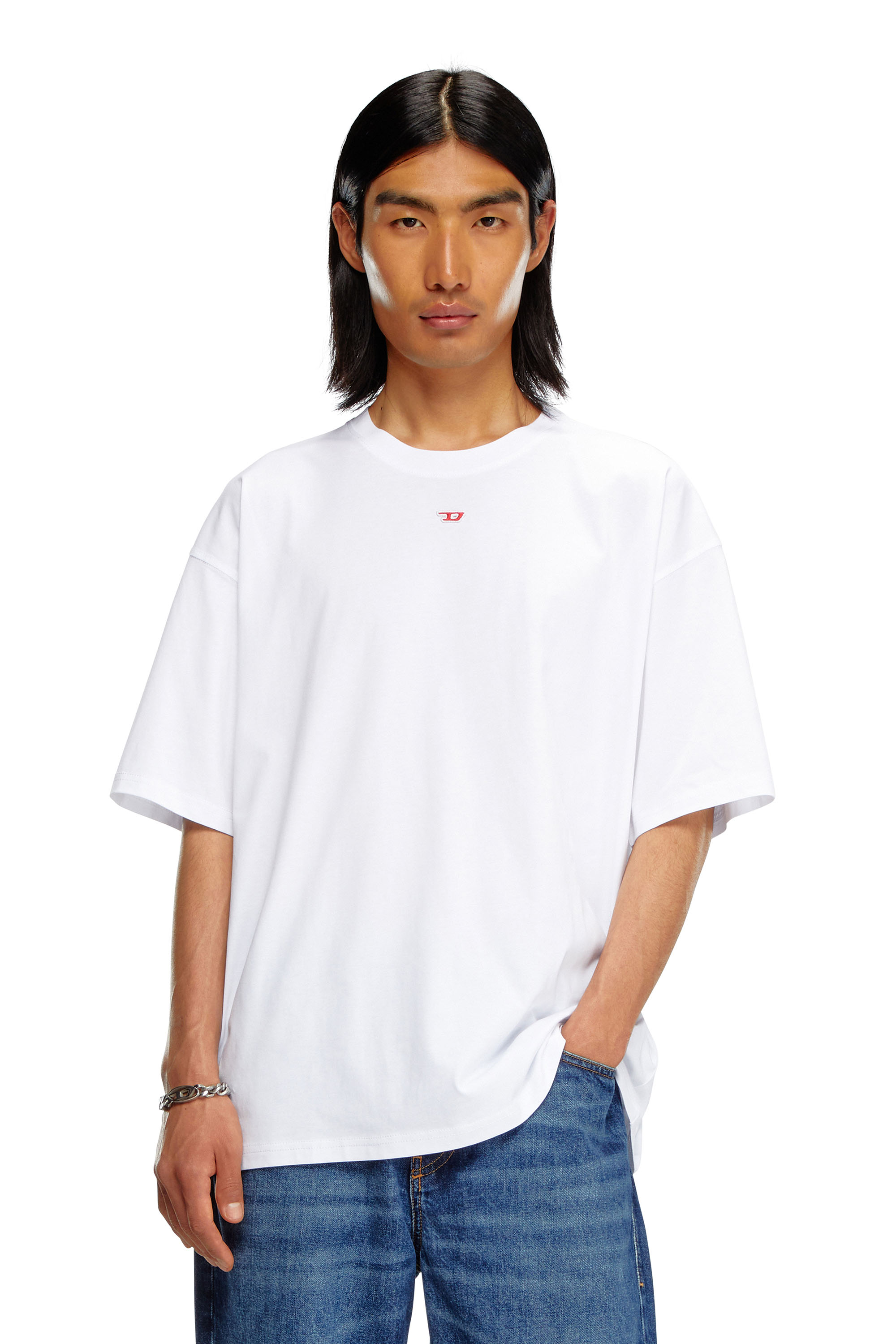 Diesel - T-BOXT-D, Unisex's T-shirt with embroidered D patch in White - 1