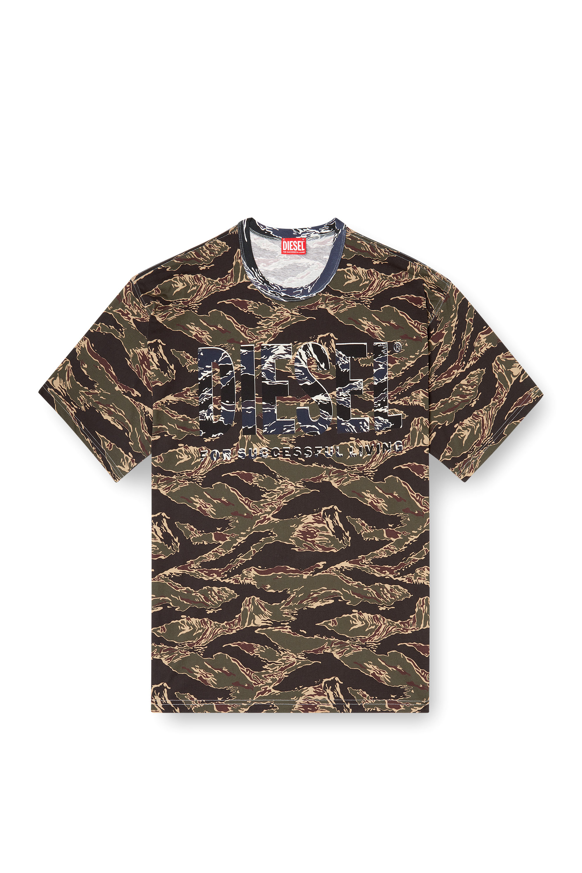 Diesel - T-BOXT-T22, Male's Camo T-shirt with camo logo in Military Green - 3