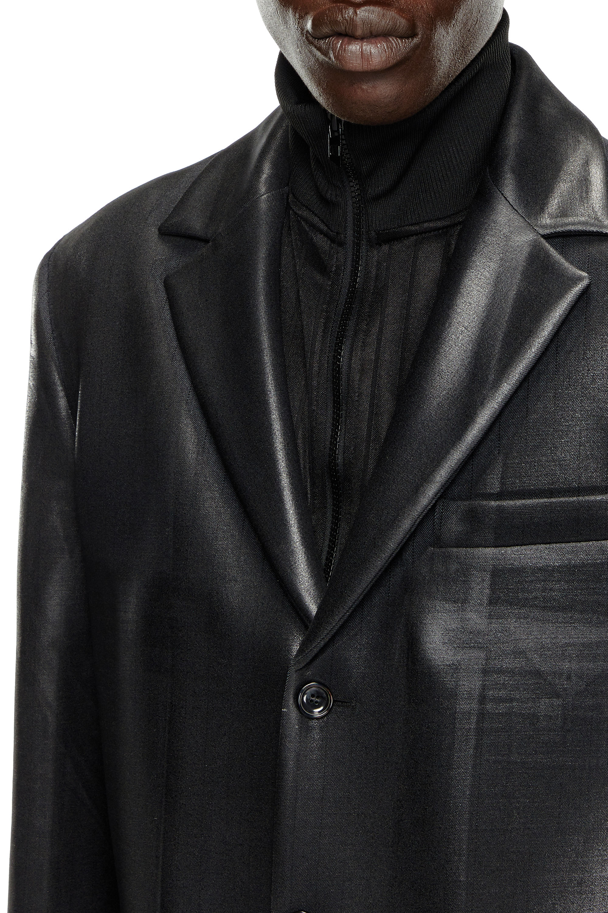 Diesel - J-DENNER, Male Coat in pinstriped cool wool in Black - Image 5