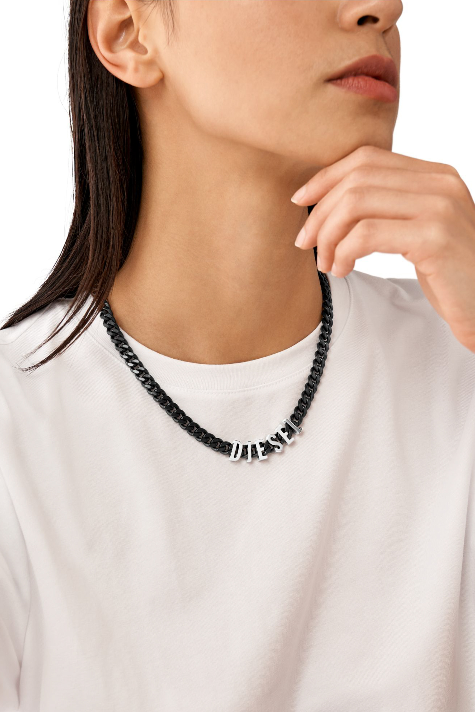 Diesel - DX1487, Unisex's Two-Tone stainless steel chain necklace in Black - 4