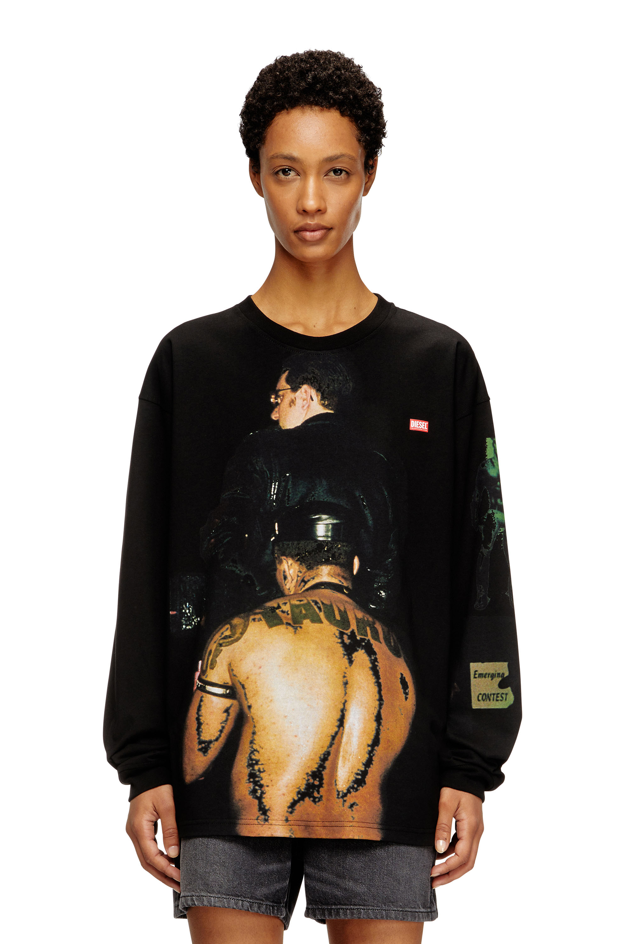 Diesel - PR-T-BOXT-LS-TOM25-1, T-shirt à manches longues avec imprimé graphique Mixte in Noir - 4