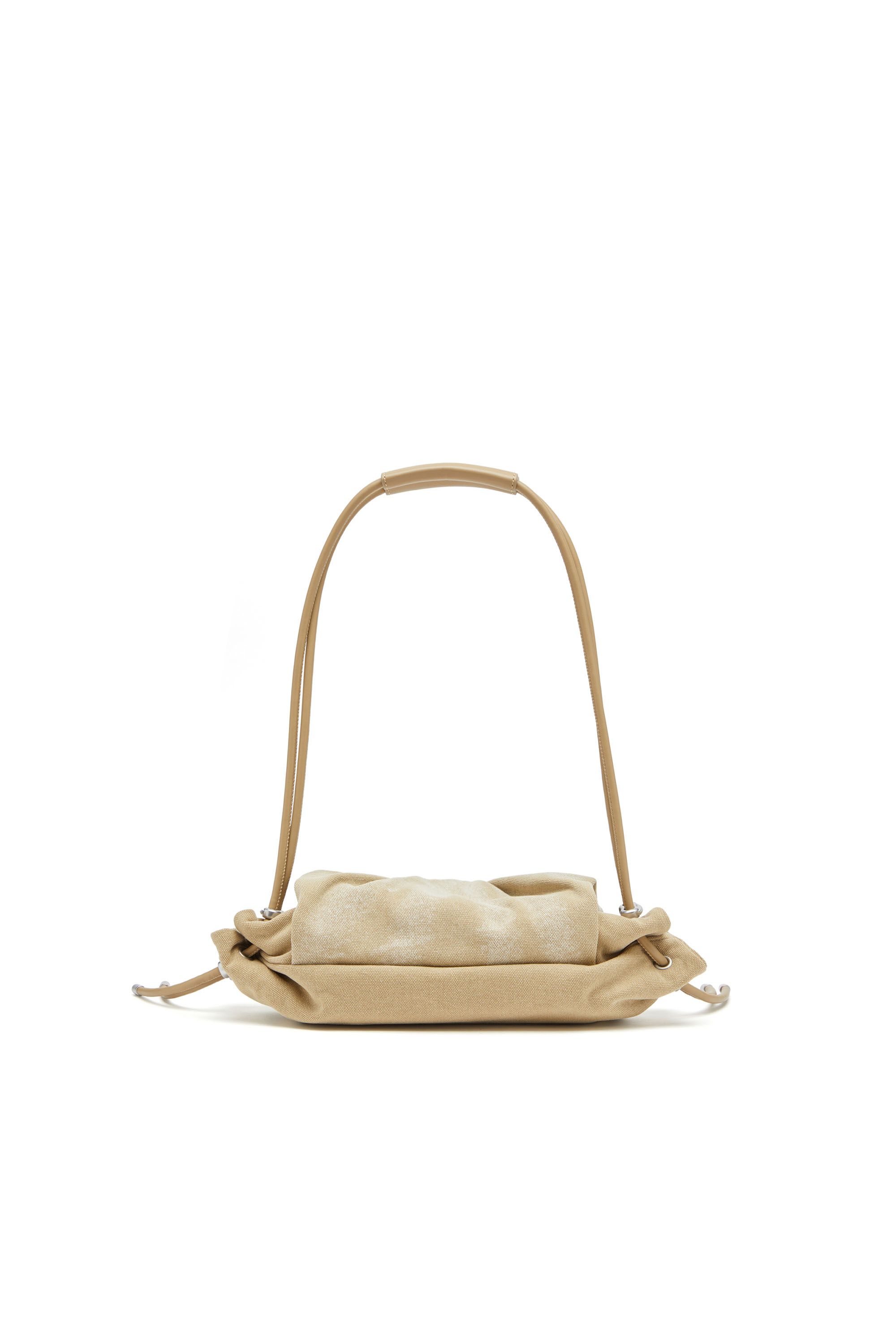 Diesel - SCRUNCH-D SHOULDER S, Female's Scrunch-D S-Small shoulder bag in washed canvas in Beige - 2