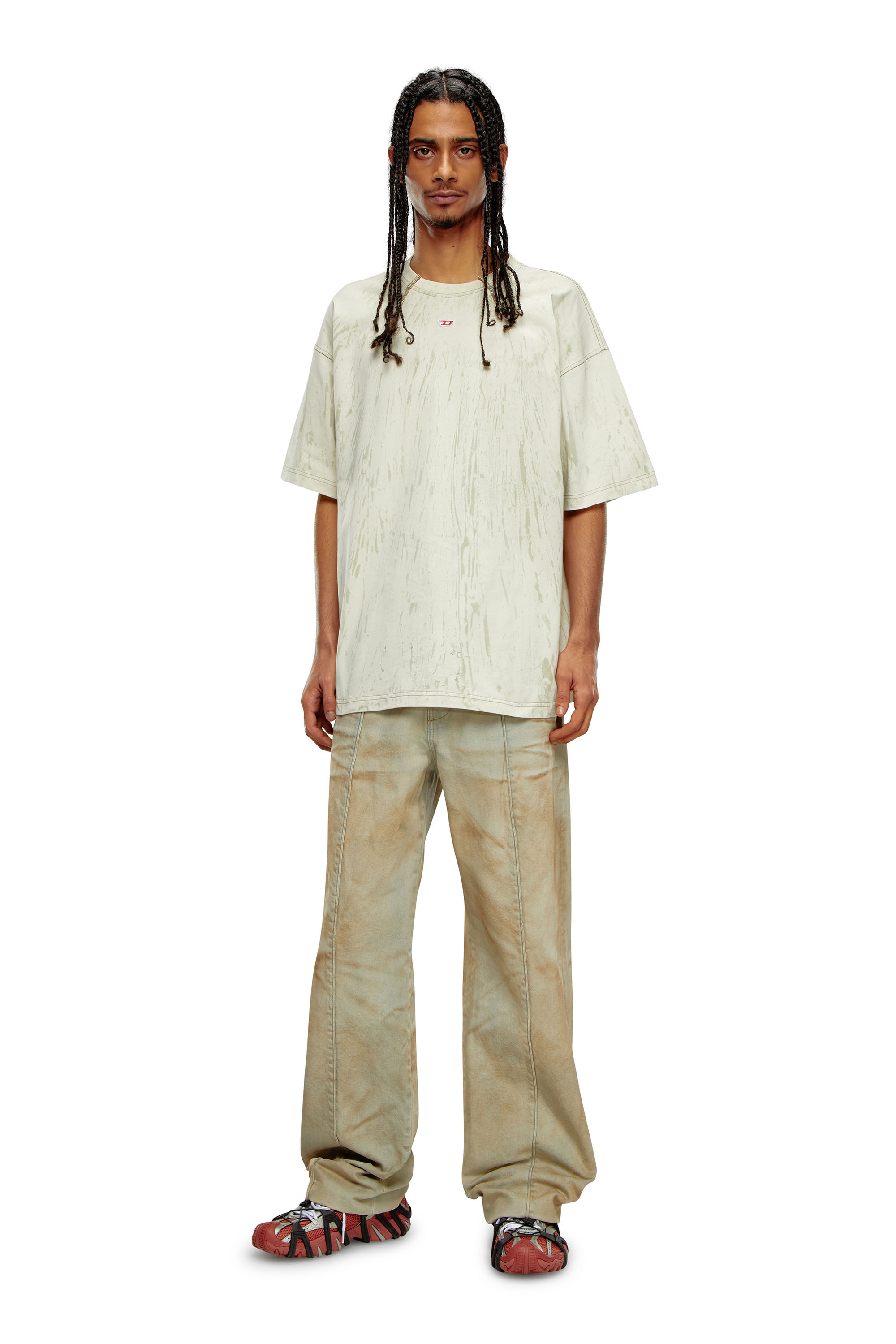 Diesel - T-COS, Homme T-shirt en jersey effet plâtre in Blanc - Image 3