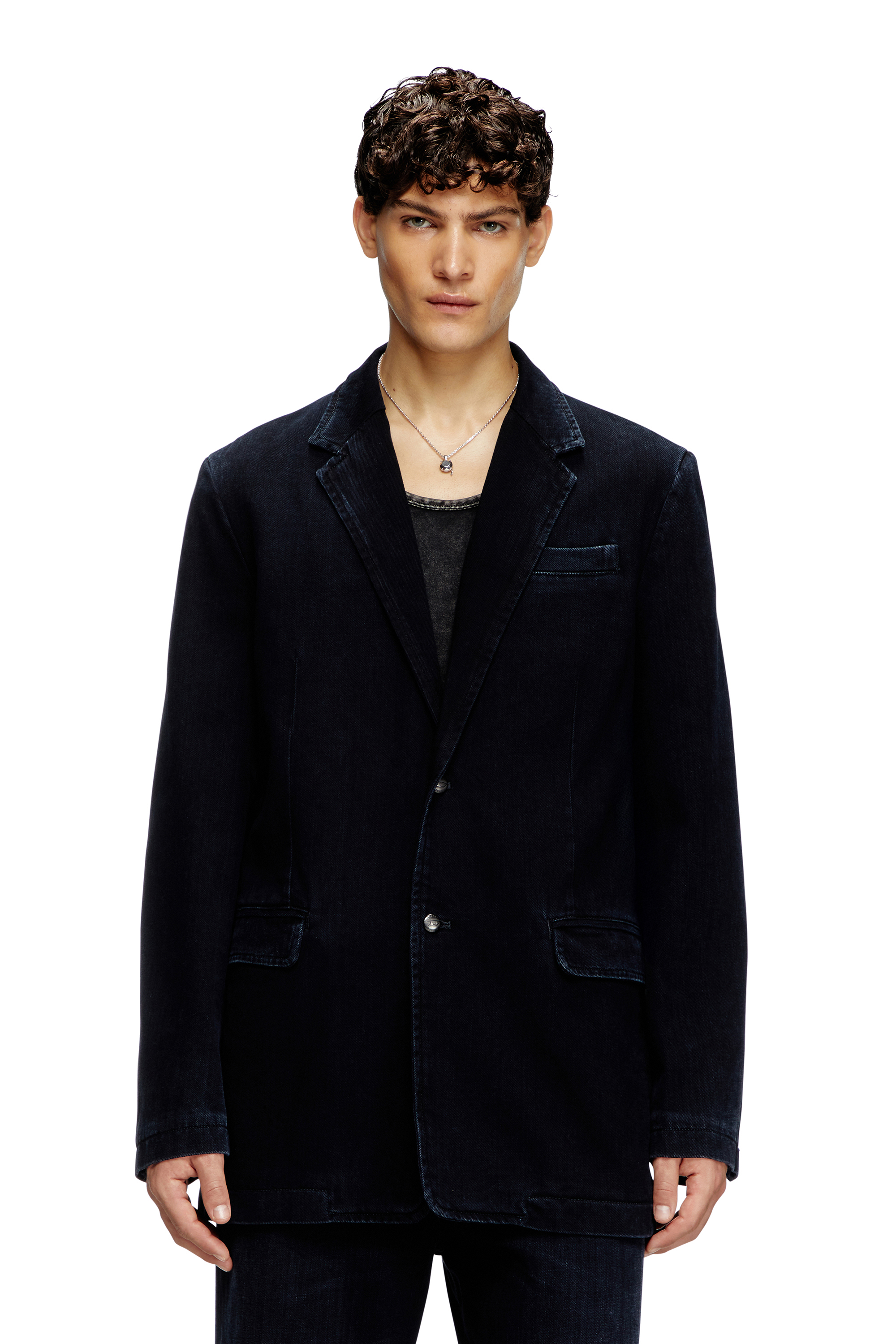 Diesel - D-REGER-D, Blazer en denim strié Mixte in Bleu - 2