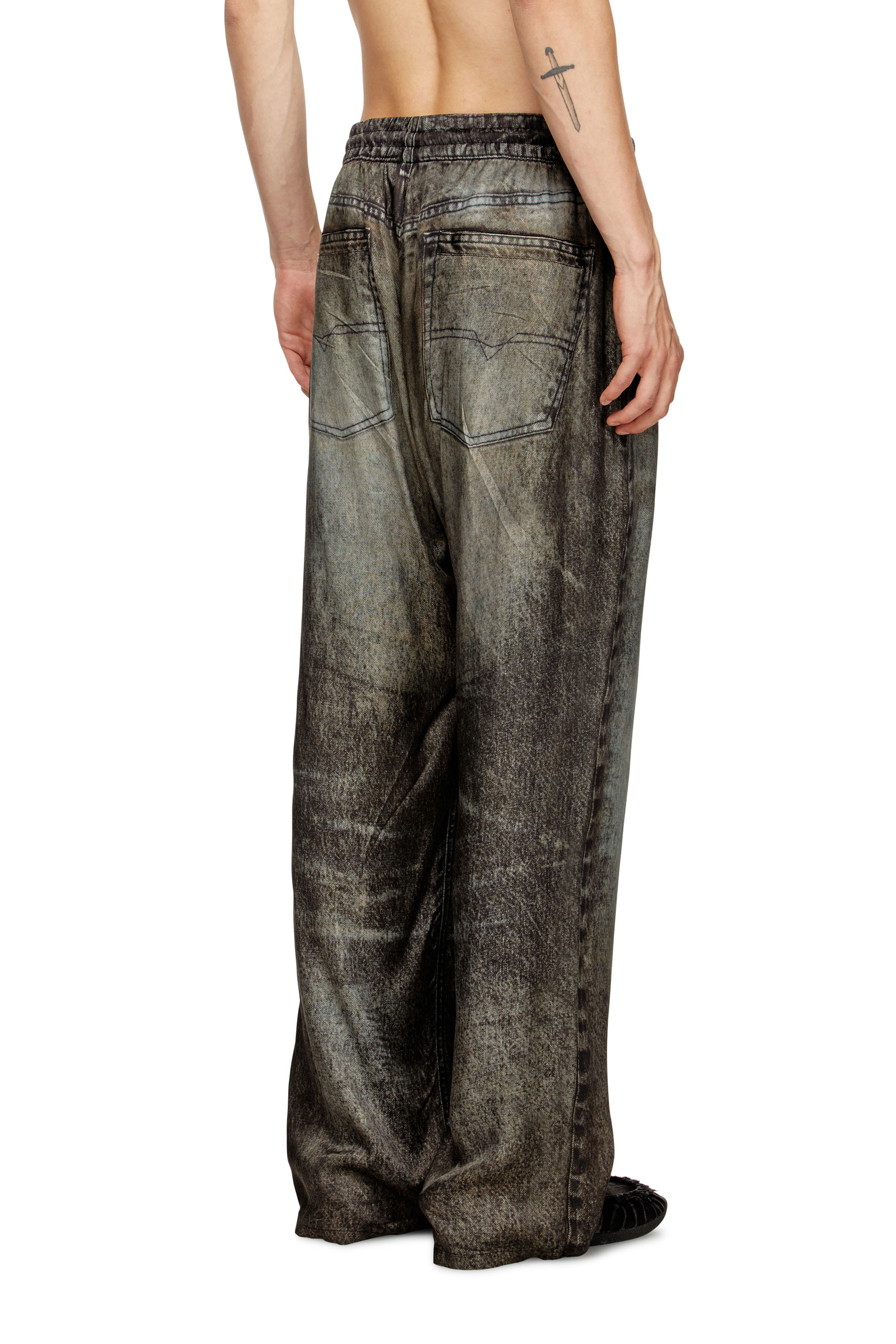 Diesel - P-THECK-LKCT, Male's Elasticated pants in denim-look viscose in Black - 3