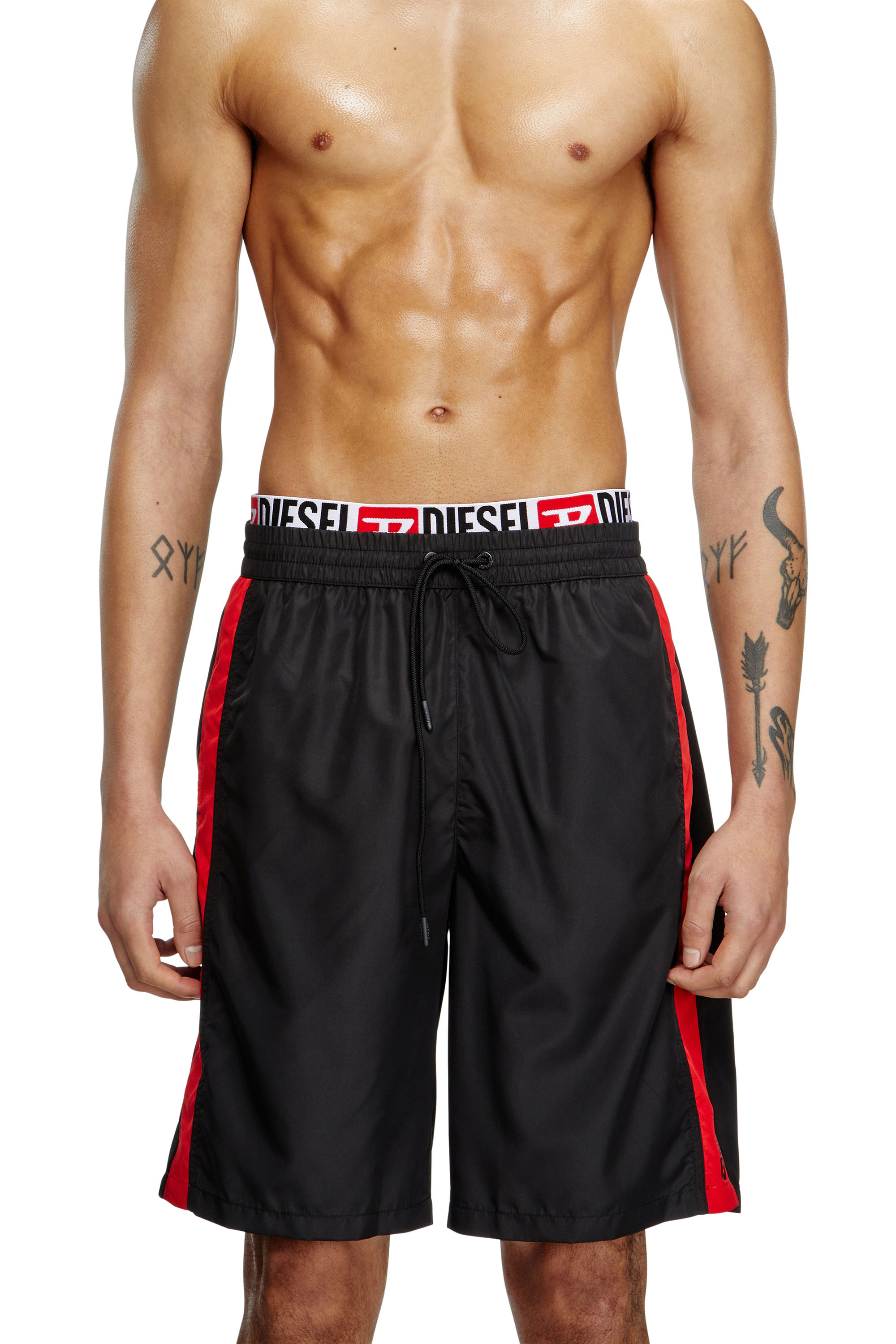 Diesel - DIEGO-53-D-CORE, Male's Board shorts with hybrid waist in Black/Red - 2