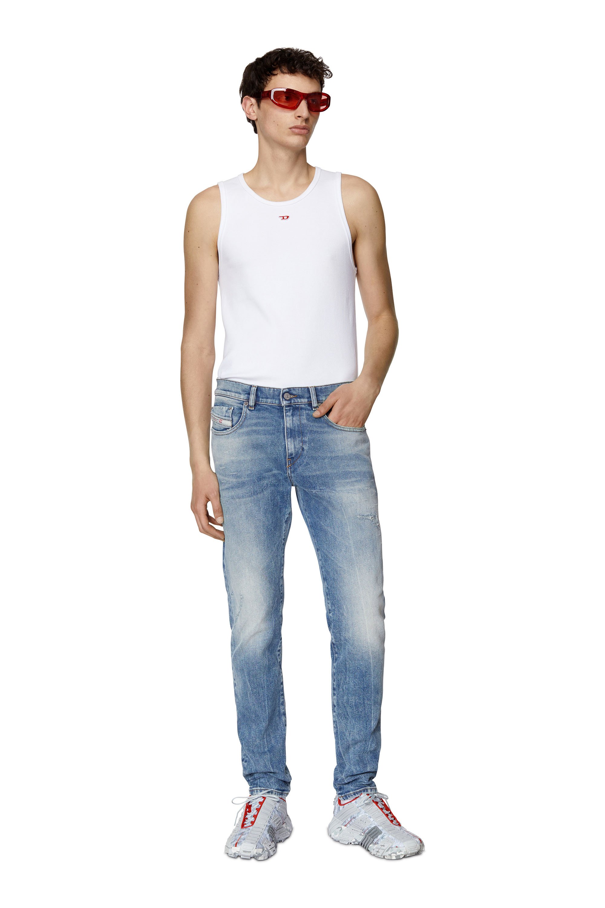 Diesel - 2019 D-STRUKT 009MW Slim Jeans, Bleu Clair - Image 2