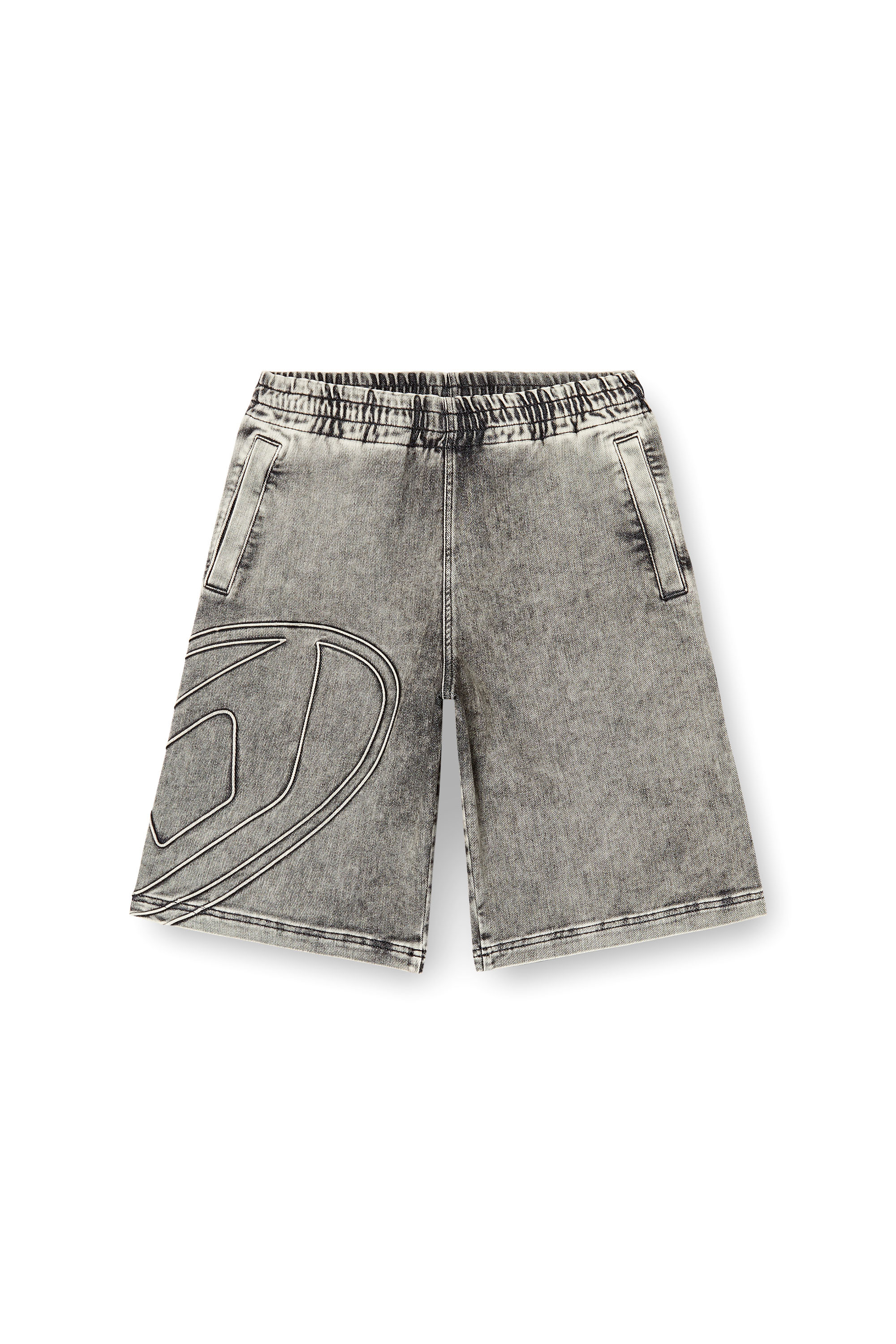 Diesel - D-ENNY-S TRACK, Track Denim bermuda avec logo Oval D Mixte in Gris - 6