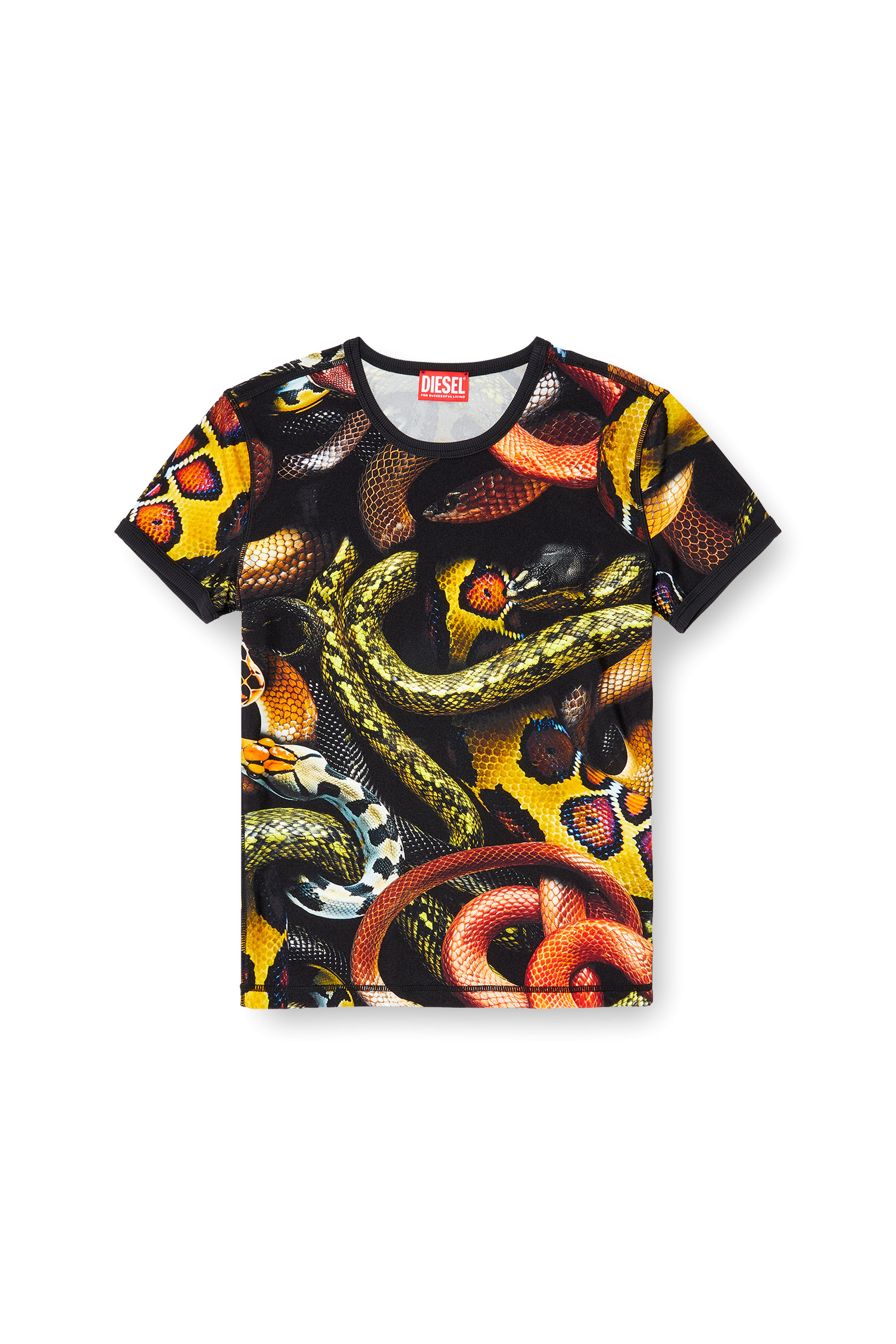 Diesel - CL-T-UNCLE-SNAKE, T-shirt en lycra avec imprimé serpent all-over Mixte in Polychrome - 6