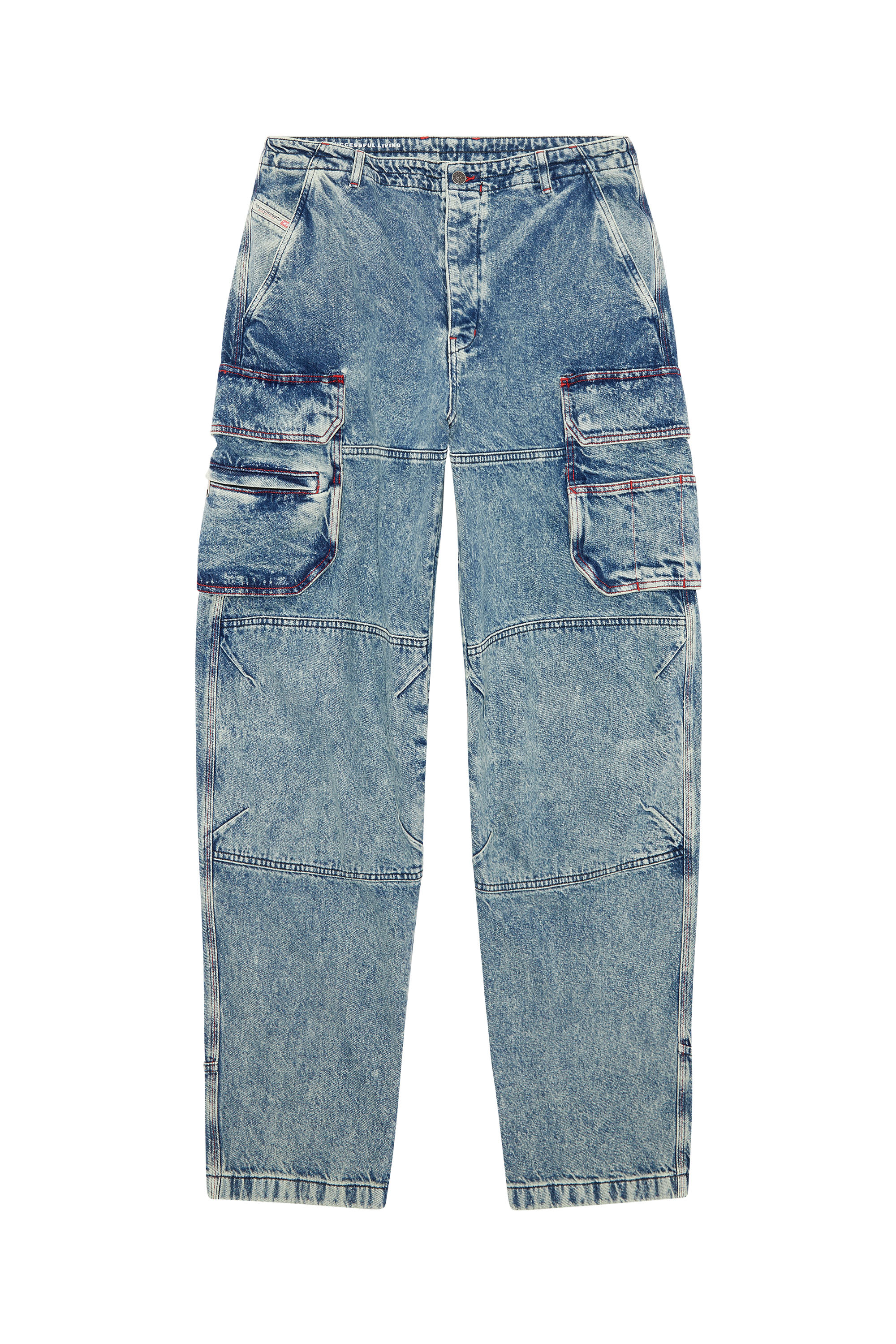 Diesel - Straight Jeans D-Fish 0EMAN, Bleu moyen - Image 5